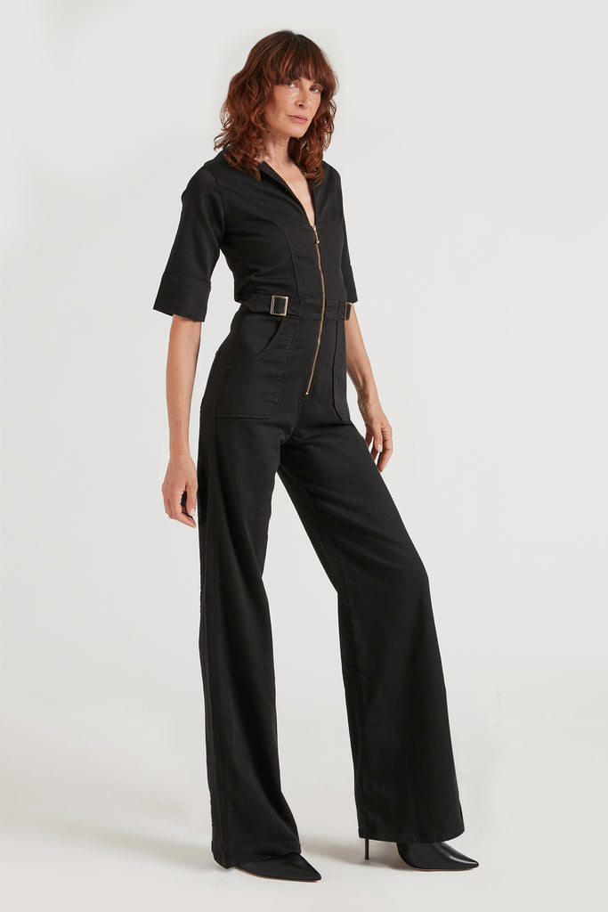 Cassandra The Flared (and flattering) Jumpsuit Black Denim