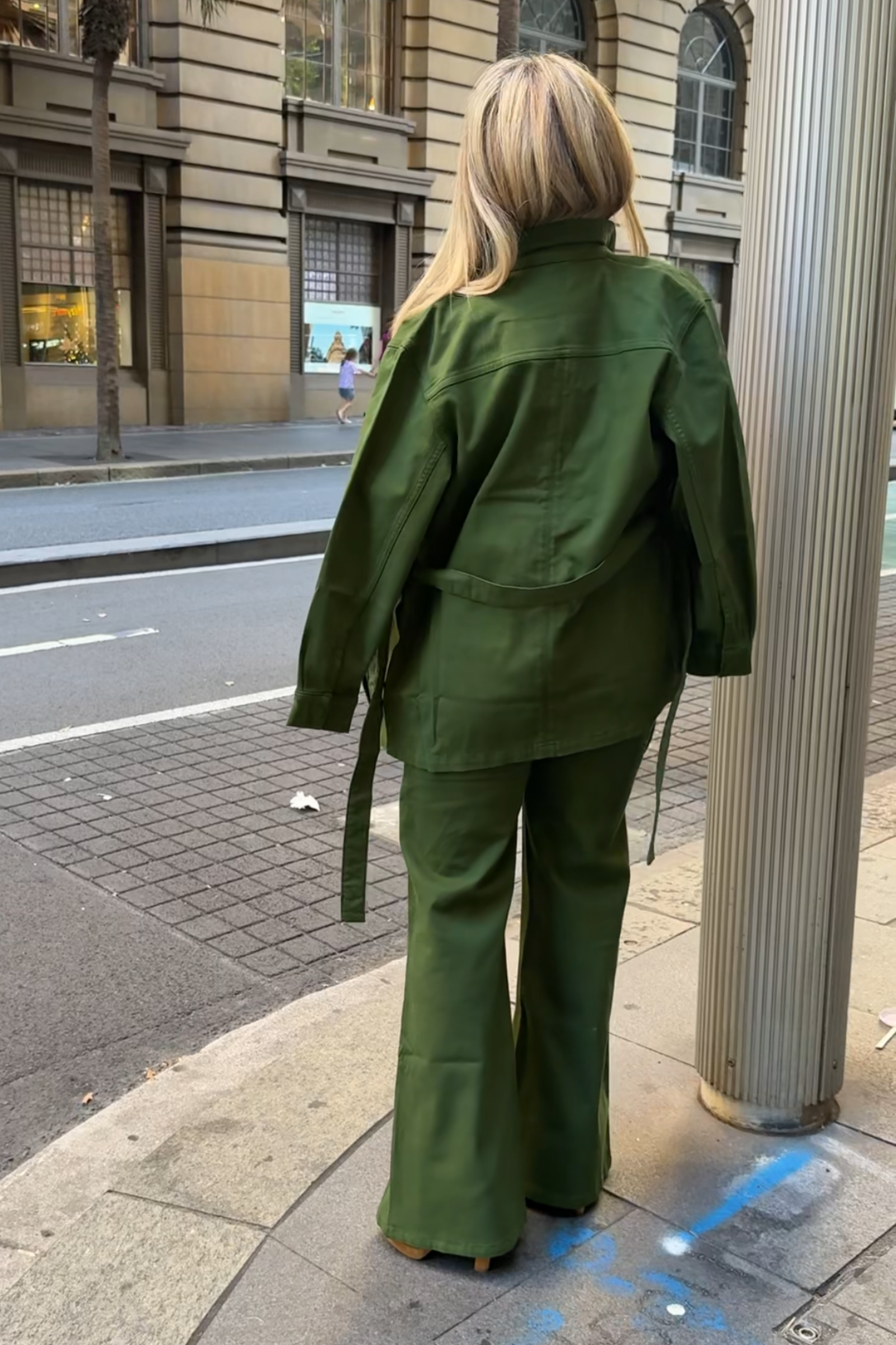 Kate The High Top Patch Pocket Relaxed Wide Leg | Deep Olive [Green Denim]