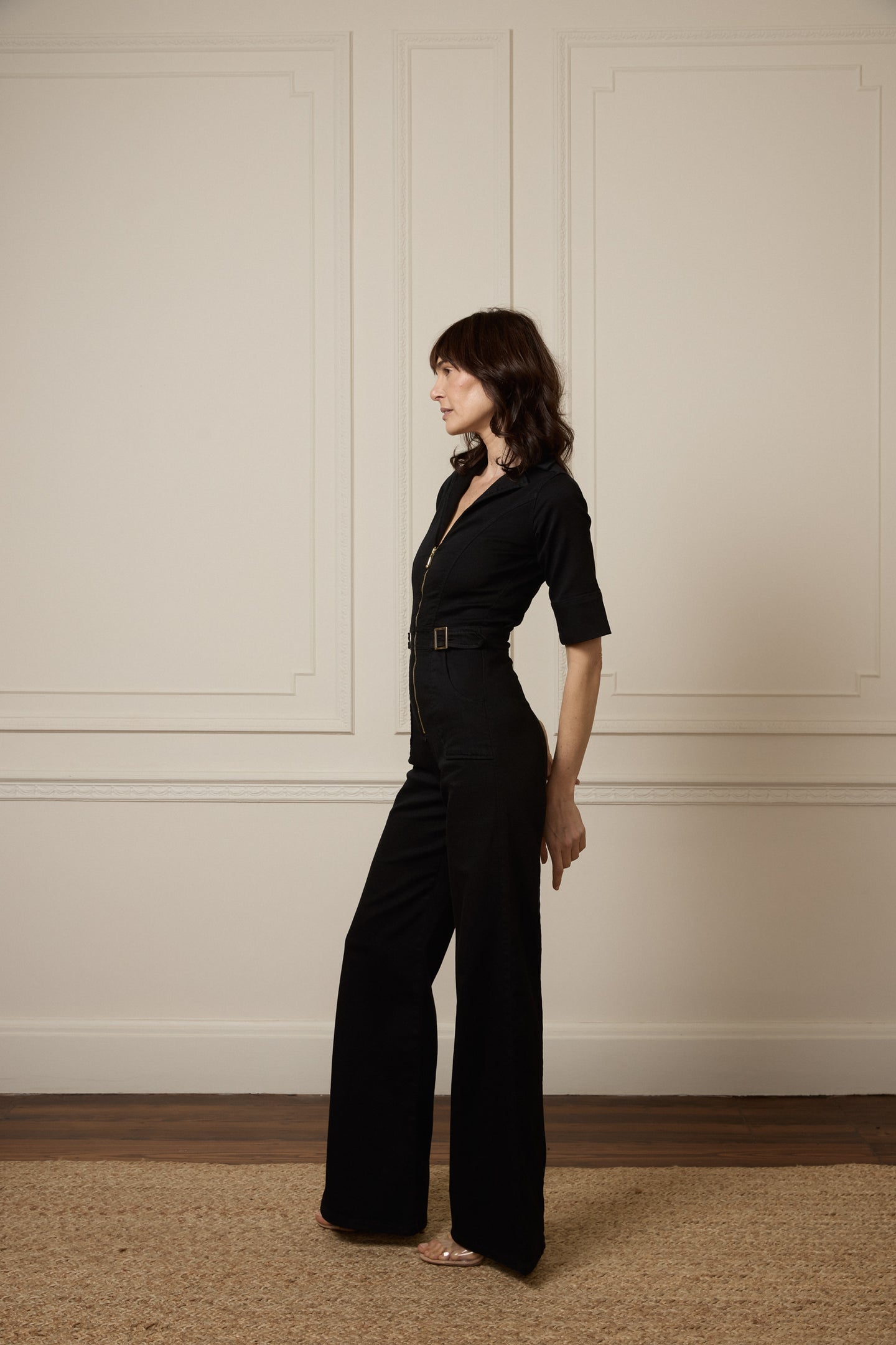 Cassandra The Extra Body Length Flared Jumpsuit | Blackest [TALL]