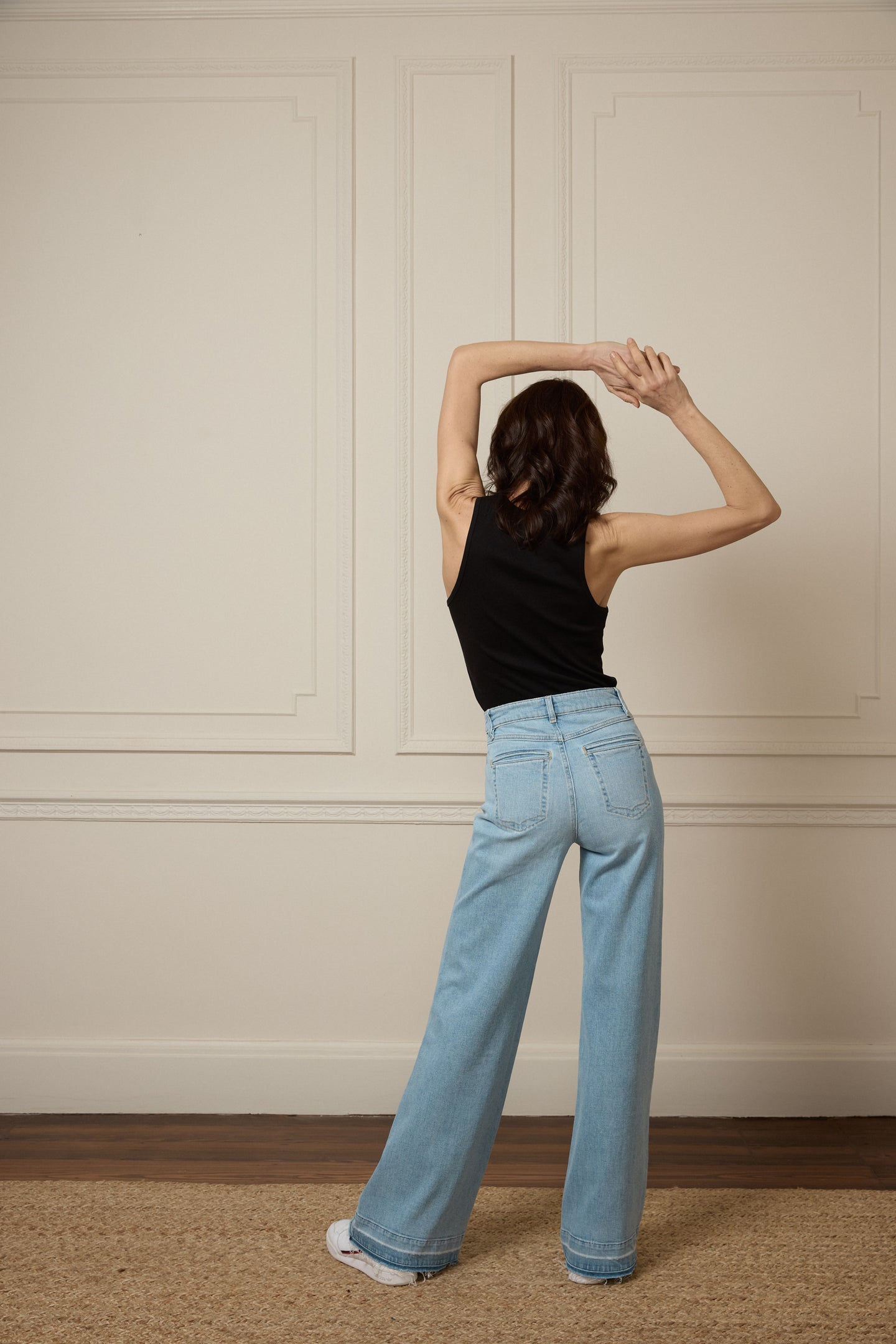 light wash denim wide leg jeans high waisted patch pocket kate