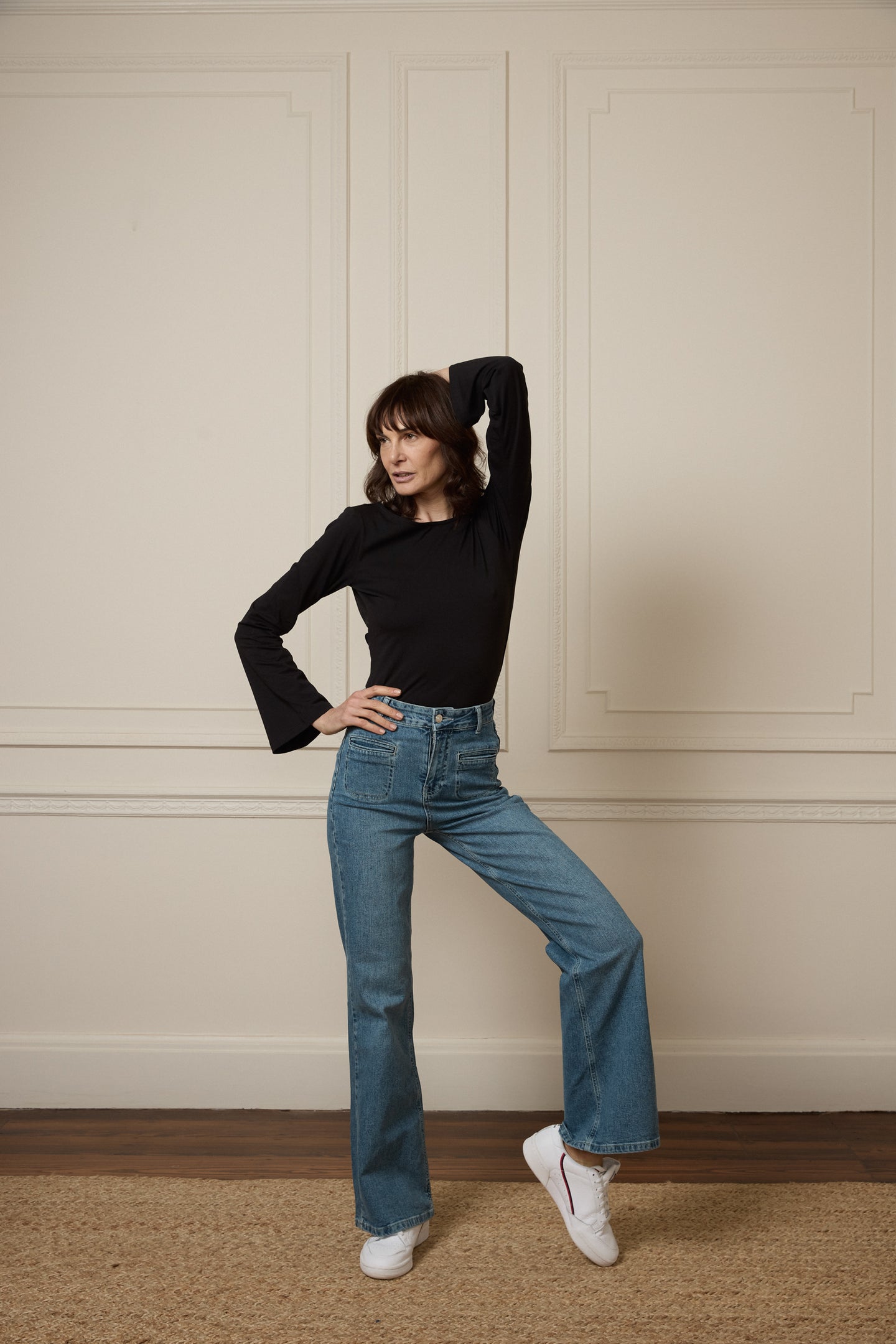 Kate The High Top Patch Pocket Relaxed Wide Leg | Call Me Crazy [Mid Wash Denim]