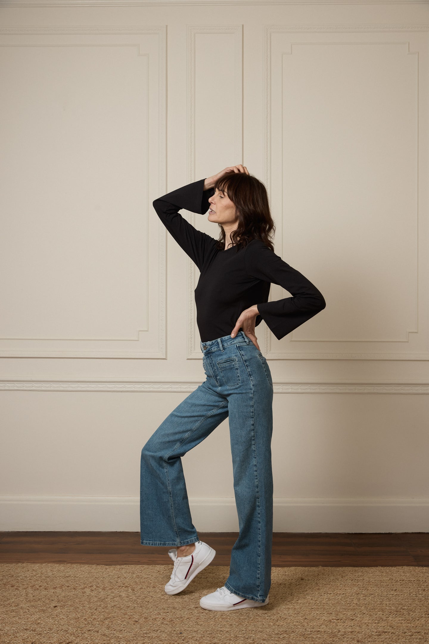 Kate The High Top Patch Pocket Relaxed Wide Leg | Call Me Crazy [Mid Wash Denim]