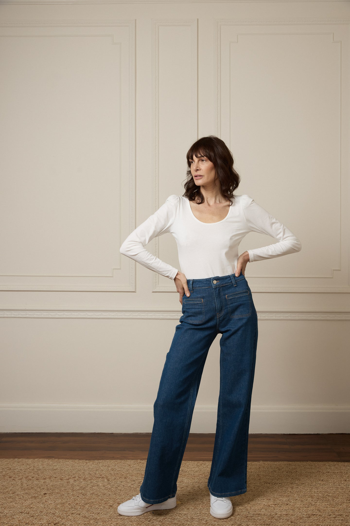 Kate The High Top Patch Pocket Relaxed Wide Leg | Smarter Than You [Blue Denim]
