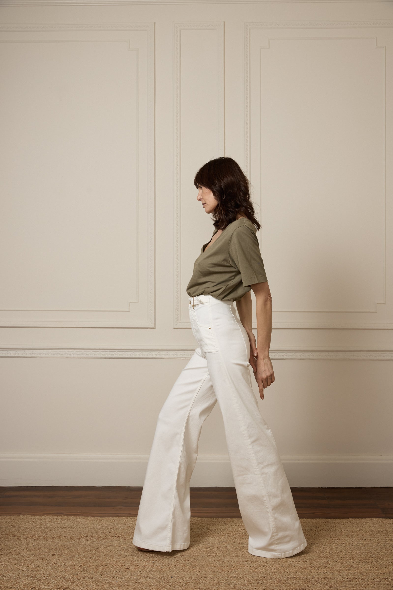 Minnie The High Top Full Length Wide Leg Flared Jeans | Milk [White]