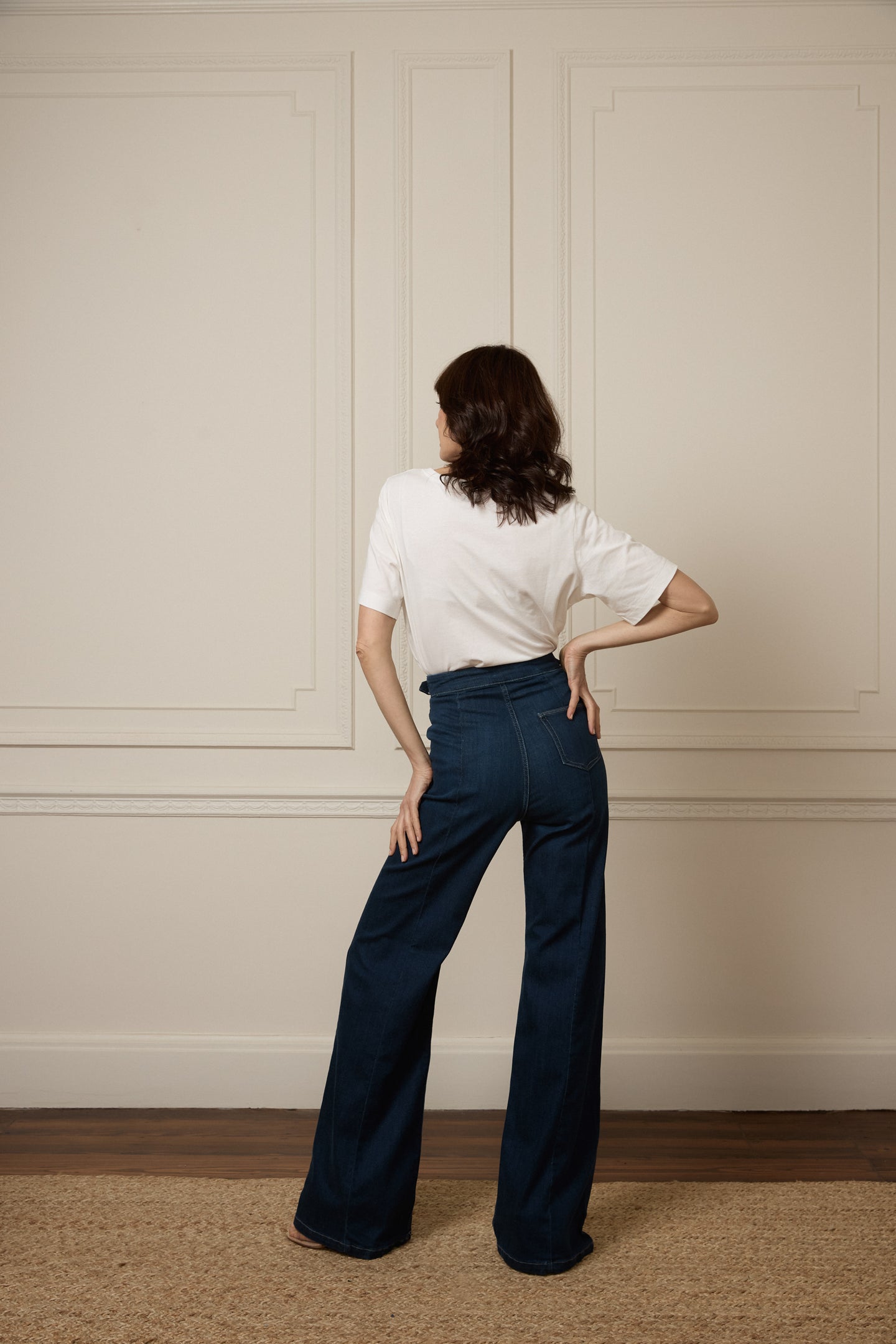 Minnie The High Top Full Length Wide Leg Flared Jeans | Working Girl [Dark Wash Denim]