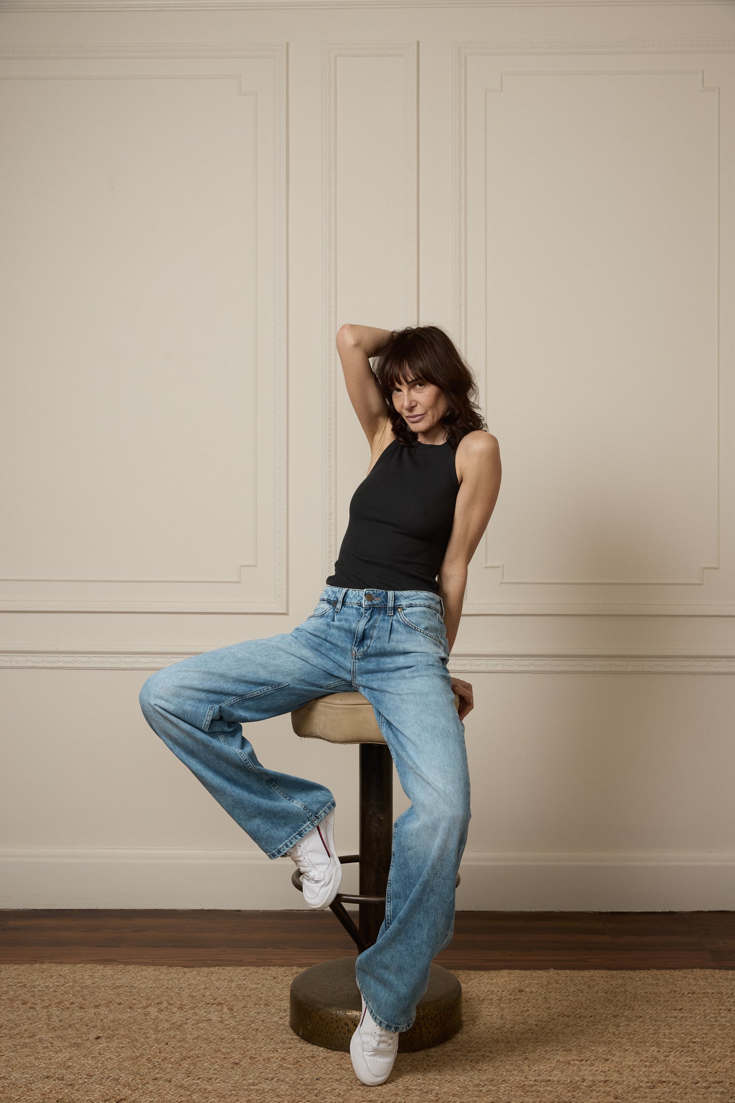 boyfriend womens skater wide leg jeans light wash longer length prudence