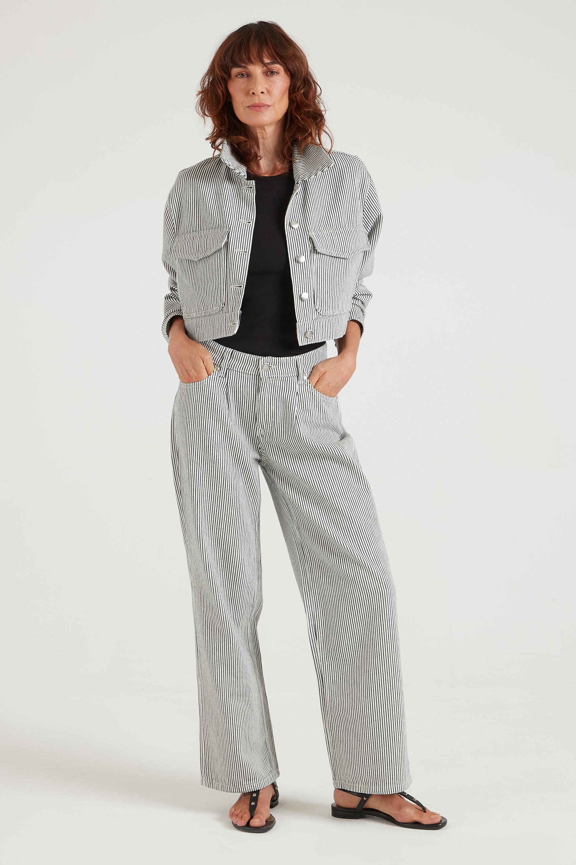 Prudence The Pleat Front Wide Leg | Oui Oui [Stripe]