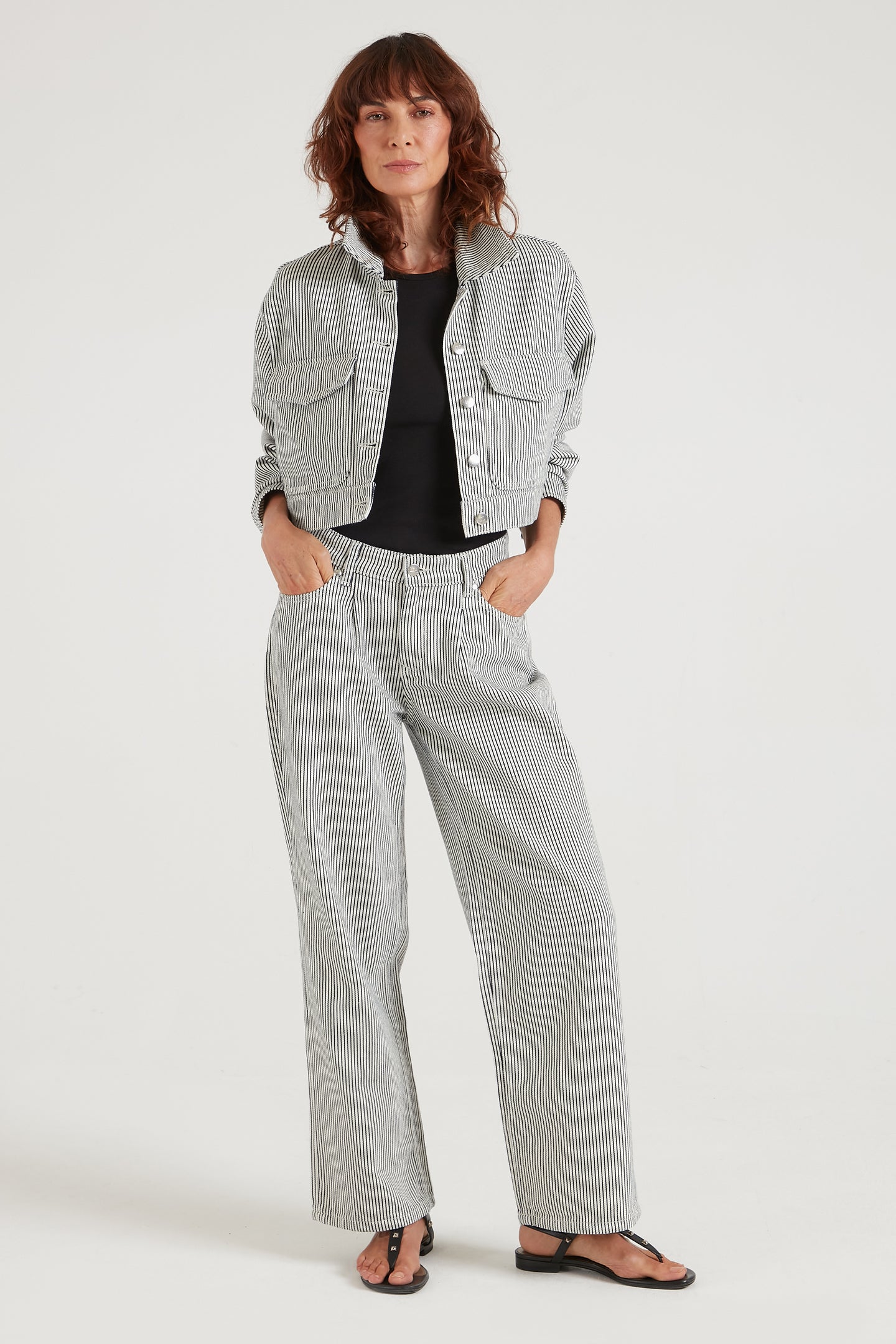 Prudence The Pleat Front Wide Leg | Oui Oui [Stripe]