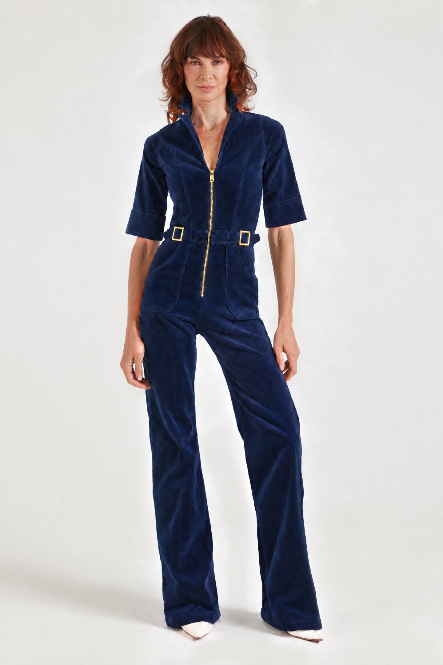 Cassandra The Flared Jumpsuit | French Navy [Dark Blue Denim]