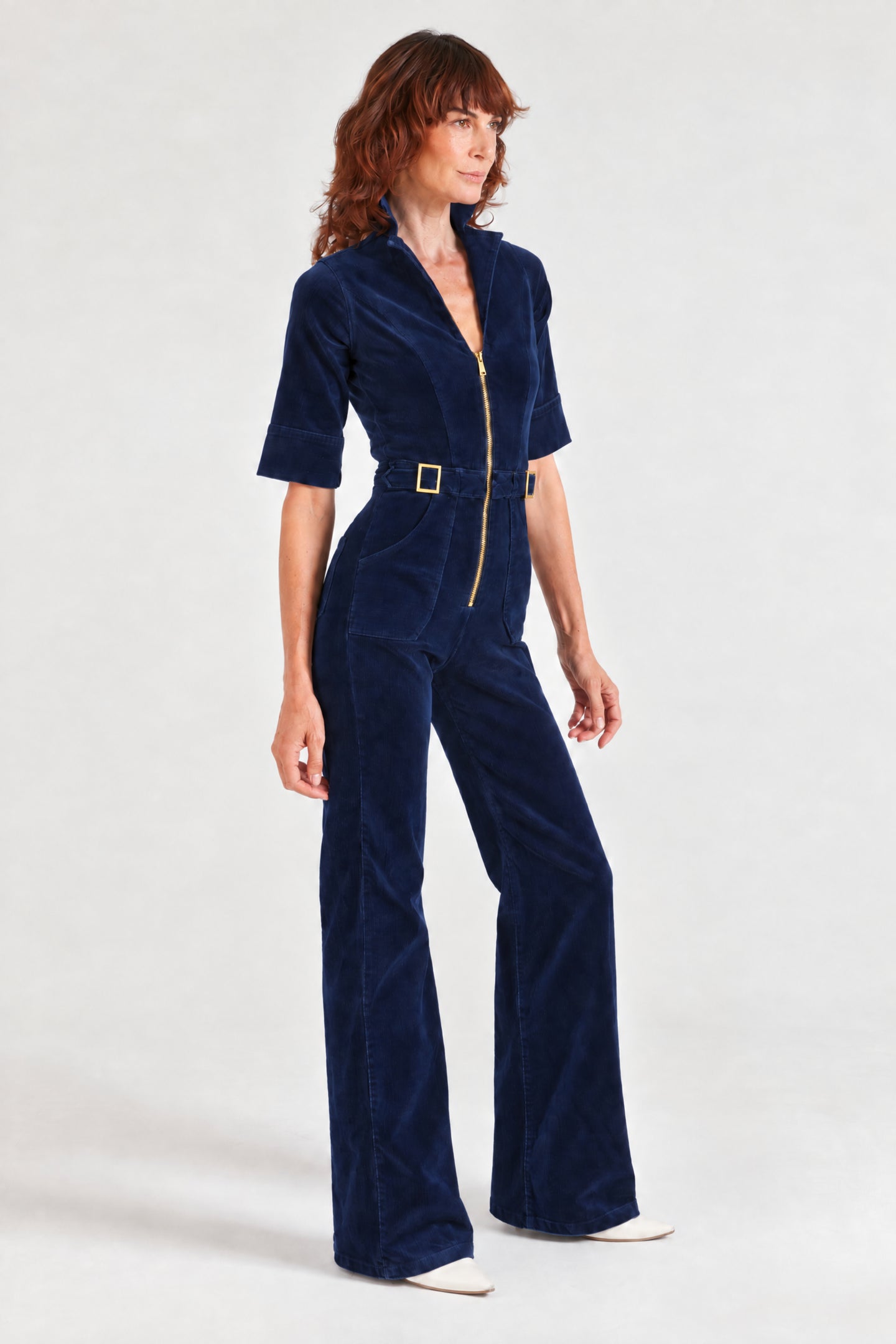 Cassandra The Flared Jumpsuit | French Navy [Dark Blue Denim]
