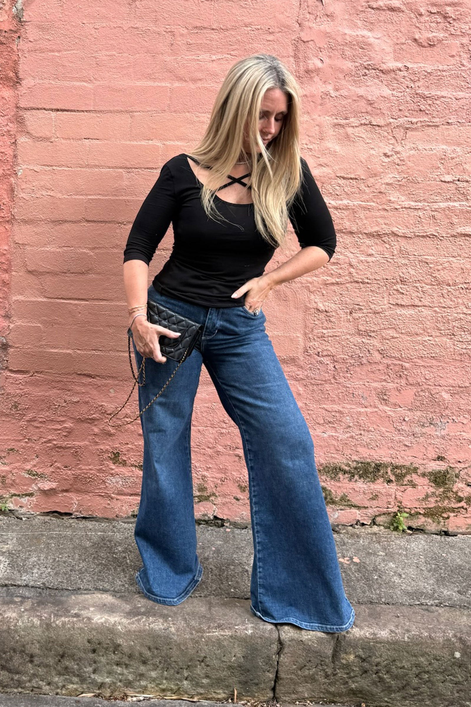 Dallas The High Waisted Super Wide Leg | Come She Will [Blue Denim]