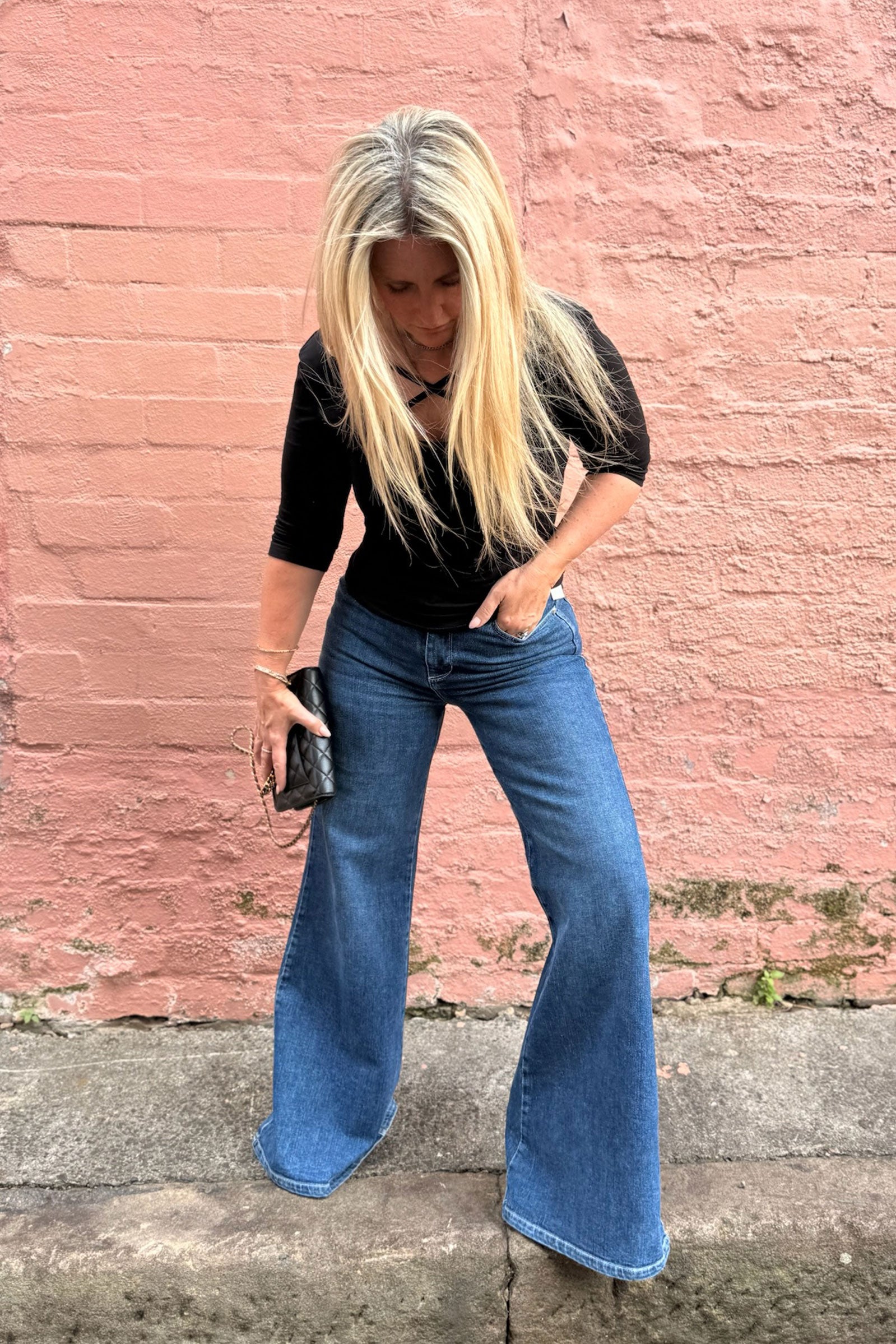 Dallas The High Waisted Super Wide Leg | Come She Will [Blue Denim]
