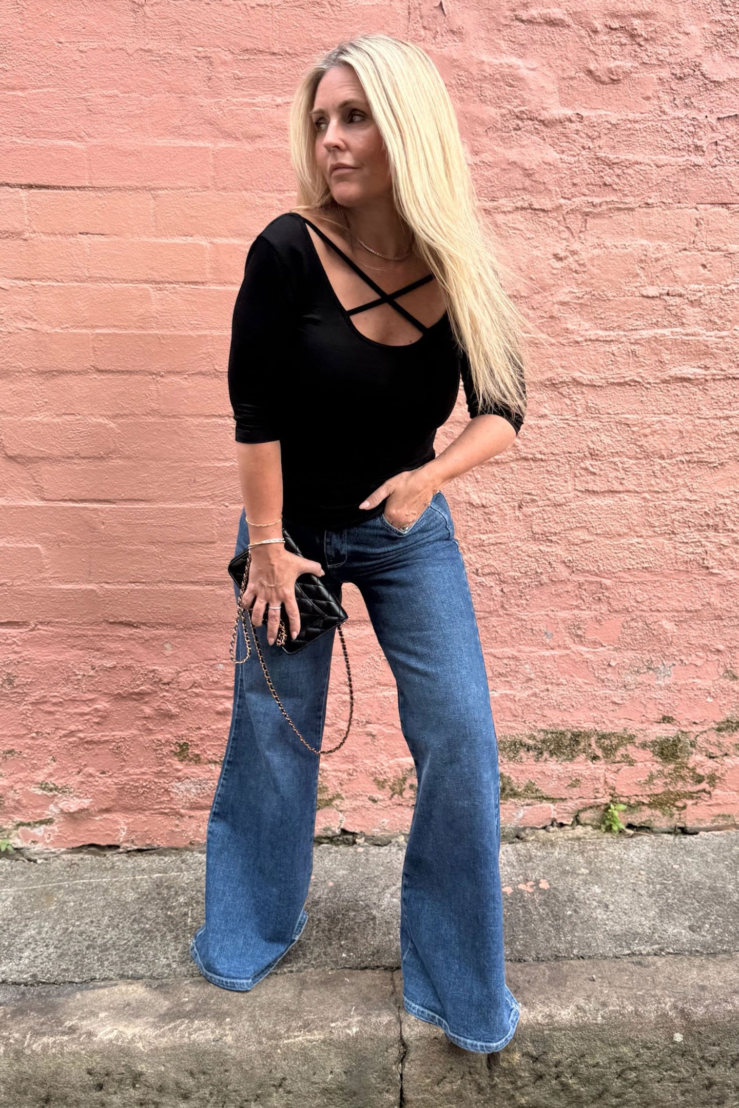 Dallas The High Waisted Super Wide Leg | Come She Will [Blue Denim]