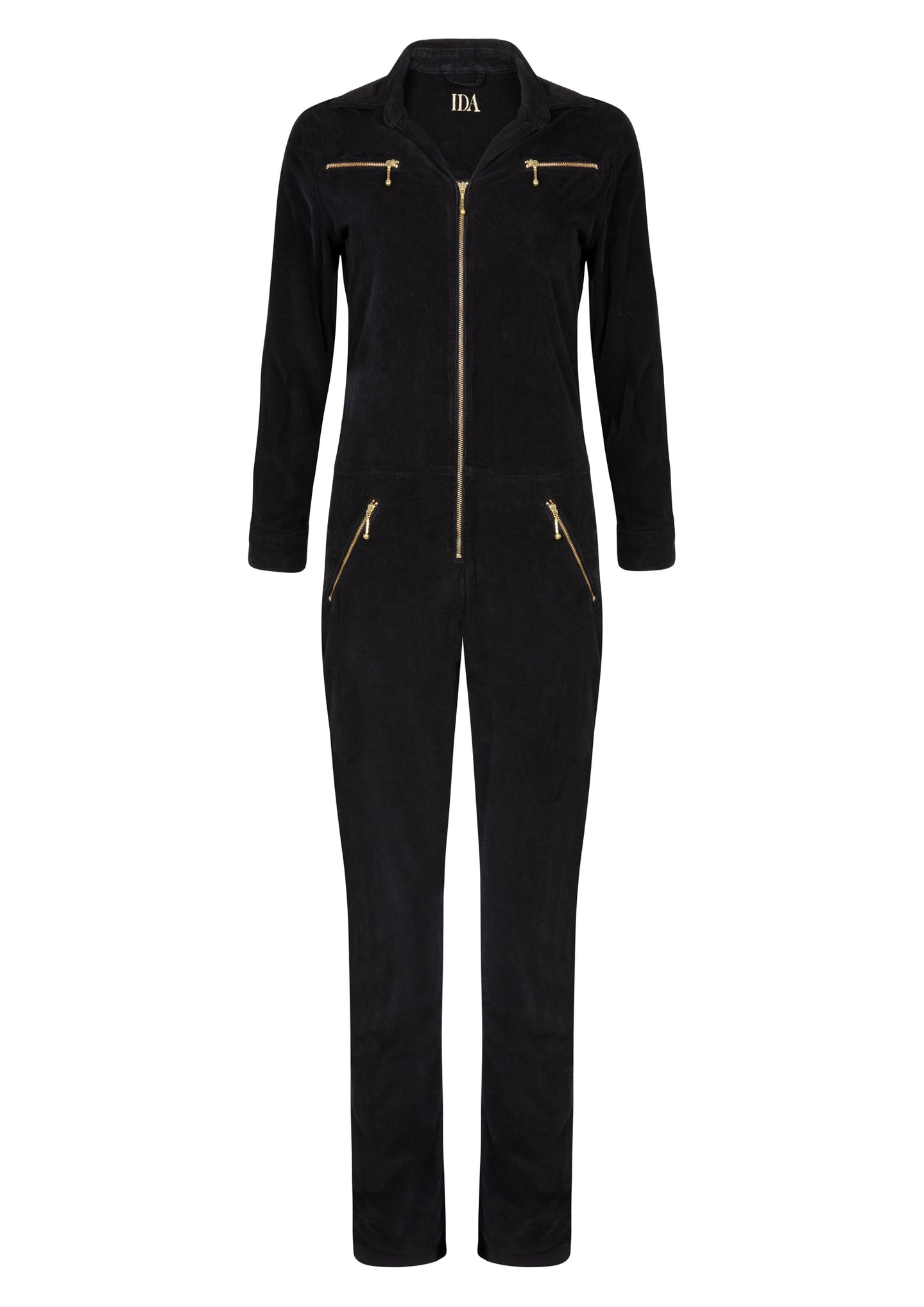 flight suit black corduroy zip up jumpsuit dolly