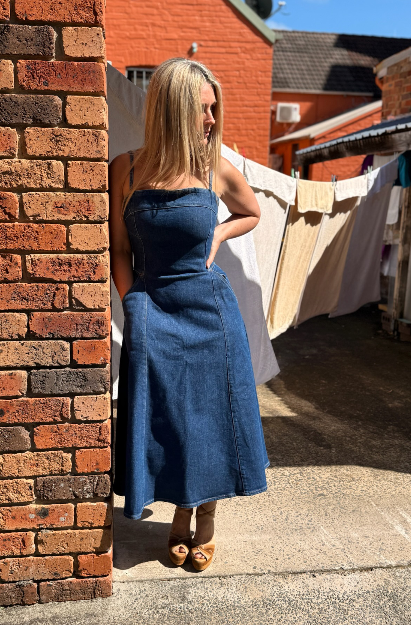 Dotty The Perfect Spaghetti Strap Dress | Smarter Than You [Blue Denim]