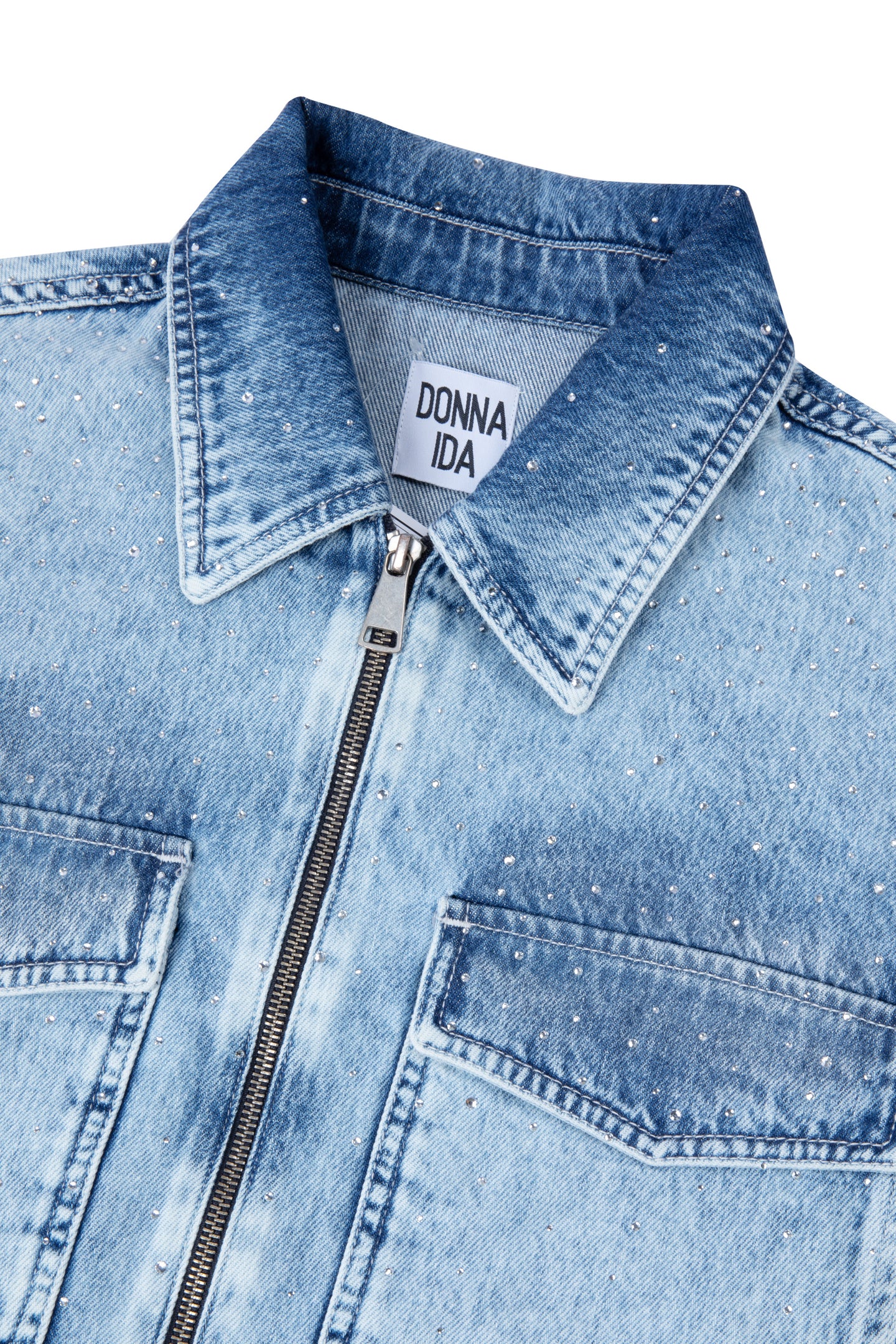 Dudette The Reimagined Cropped Jacket | On The Run [Light Blue Denim]