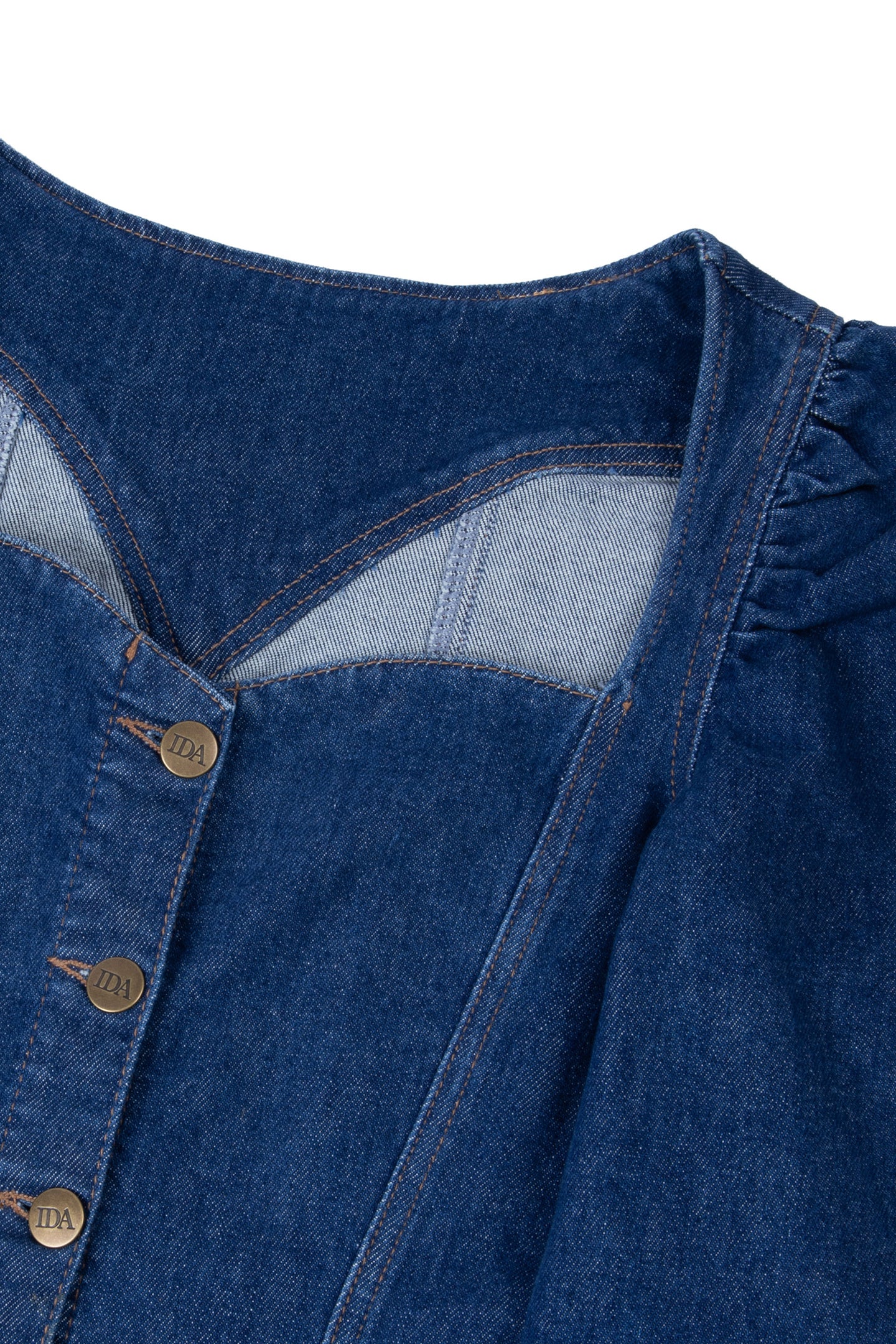Elena The Princess Cut Button Through Dress | Smarter Than You [Blue Denim]