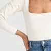 The Elspeth Top The Square Neck Puff Tee | Milk [White]