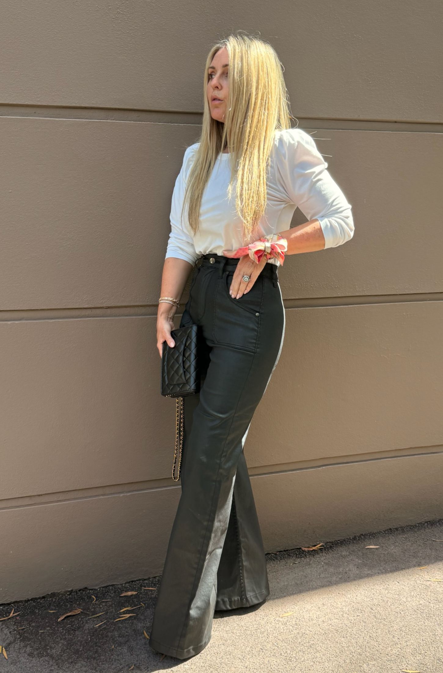 Emilia The Patch Pocket Super Wide Leg Flare | Oil Slick [Black]