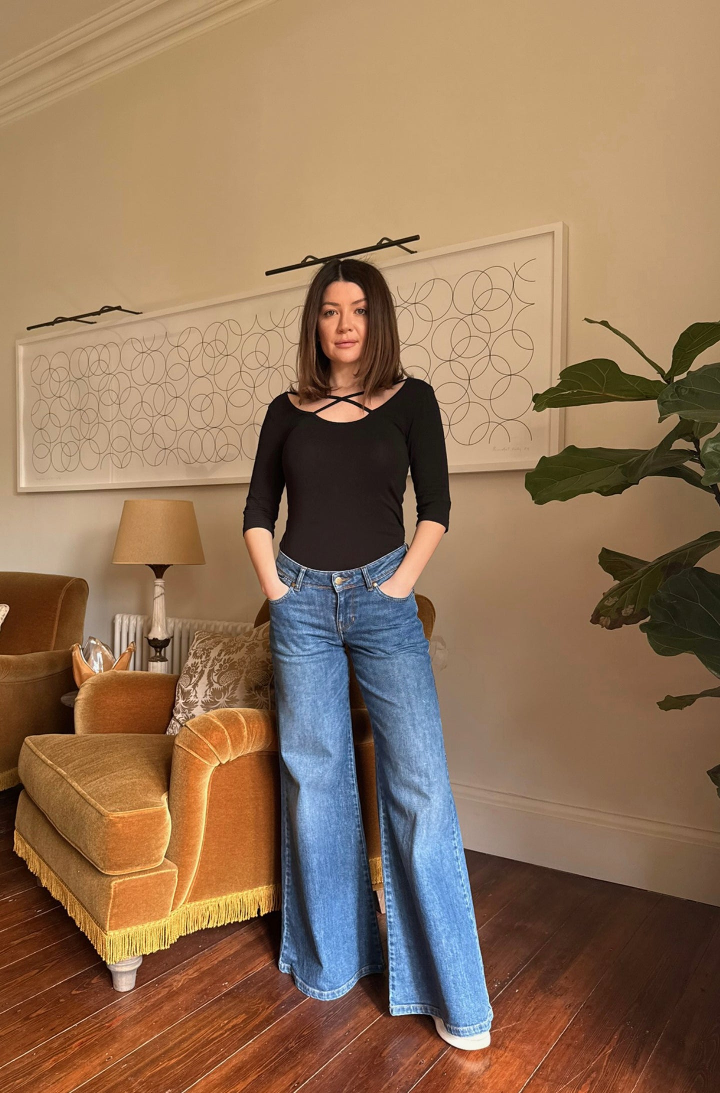 Genevieve The Mid Rise Dramatic Kick Flare | Everlasting Love [Blue Denim]