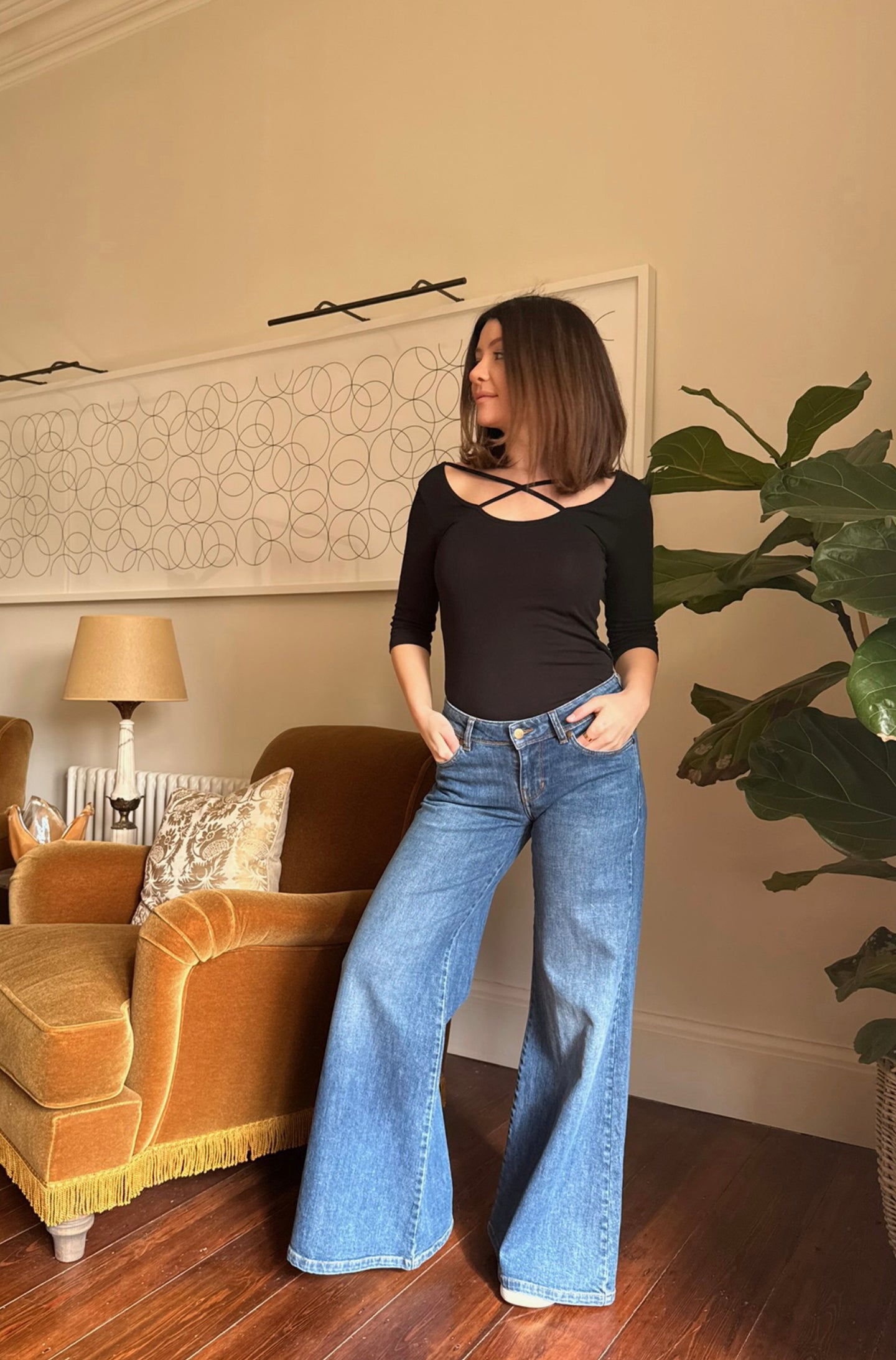 Genevieve The Mid Rise Dramatic Kick Flare | Everlasting Love [Blue Denim]