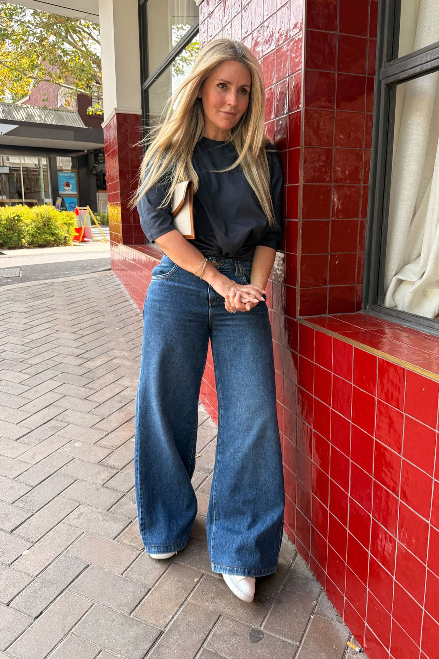 Georgia The Mid Rise Flare | Sunday [Dark Blue Denim]