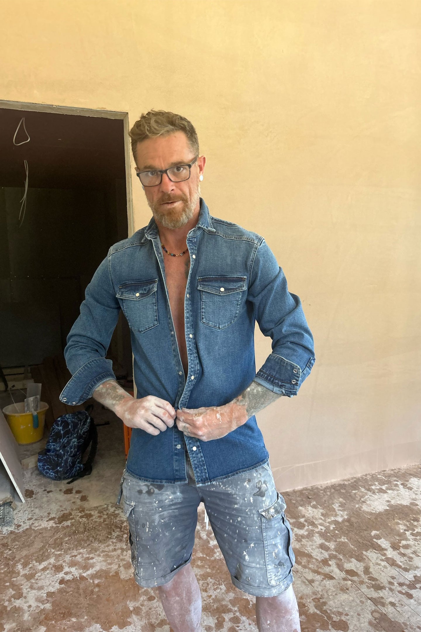 oversized denim unisex blue shacket tradie