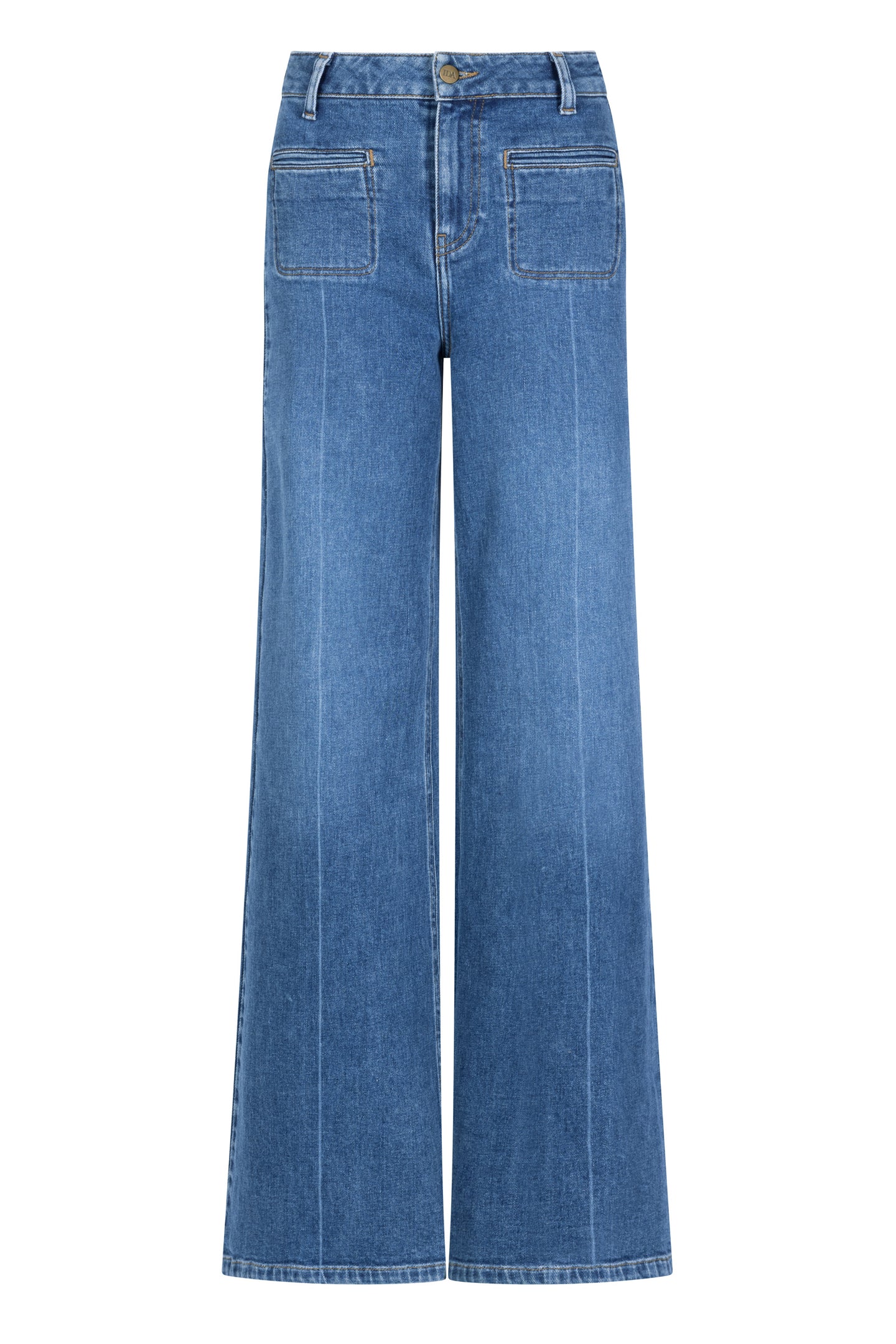 Joan The High Waisted Patch Pocket 70's Flare | My Side [Blue Denim]