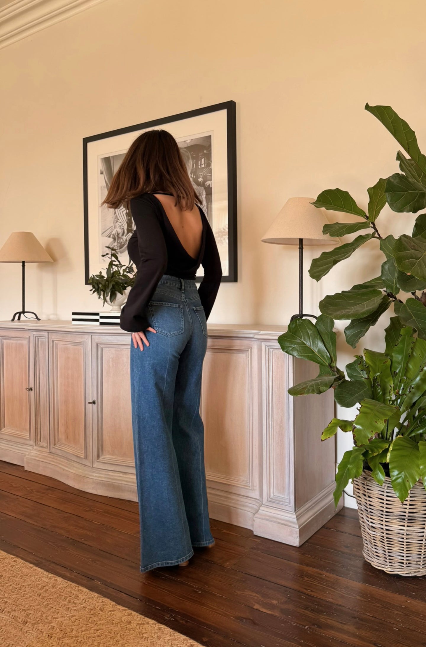 Joan The High Waisted Patch Pocket 70's Flare | My Side [Blue Denim]