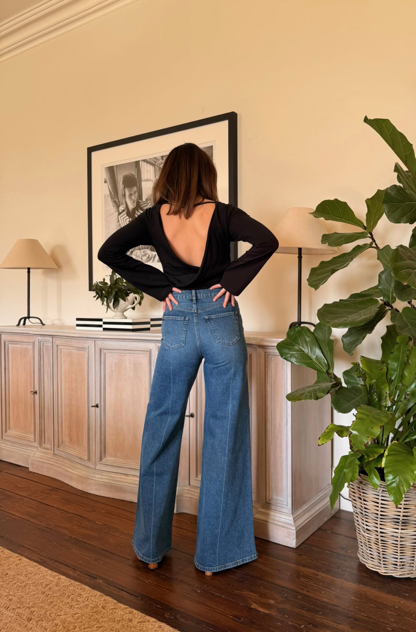 Joan The High Waisted Patch Pocket 70's Flare | My Side [Blue Denim]