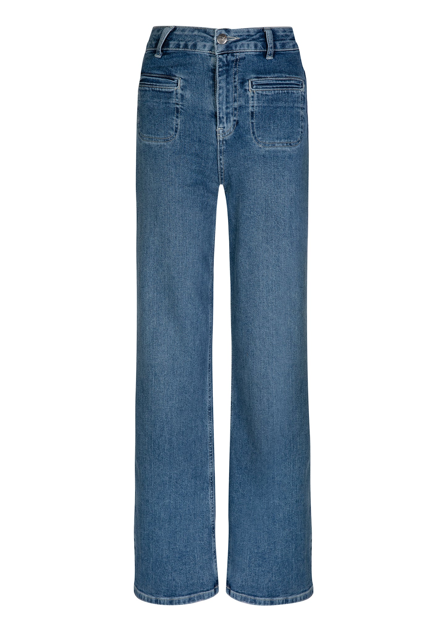 Kate The High Top Patch Pocket Relaxed Wide Leg | Call Me Crazy [Mid Wash Denim]