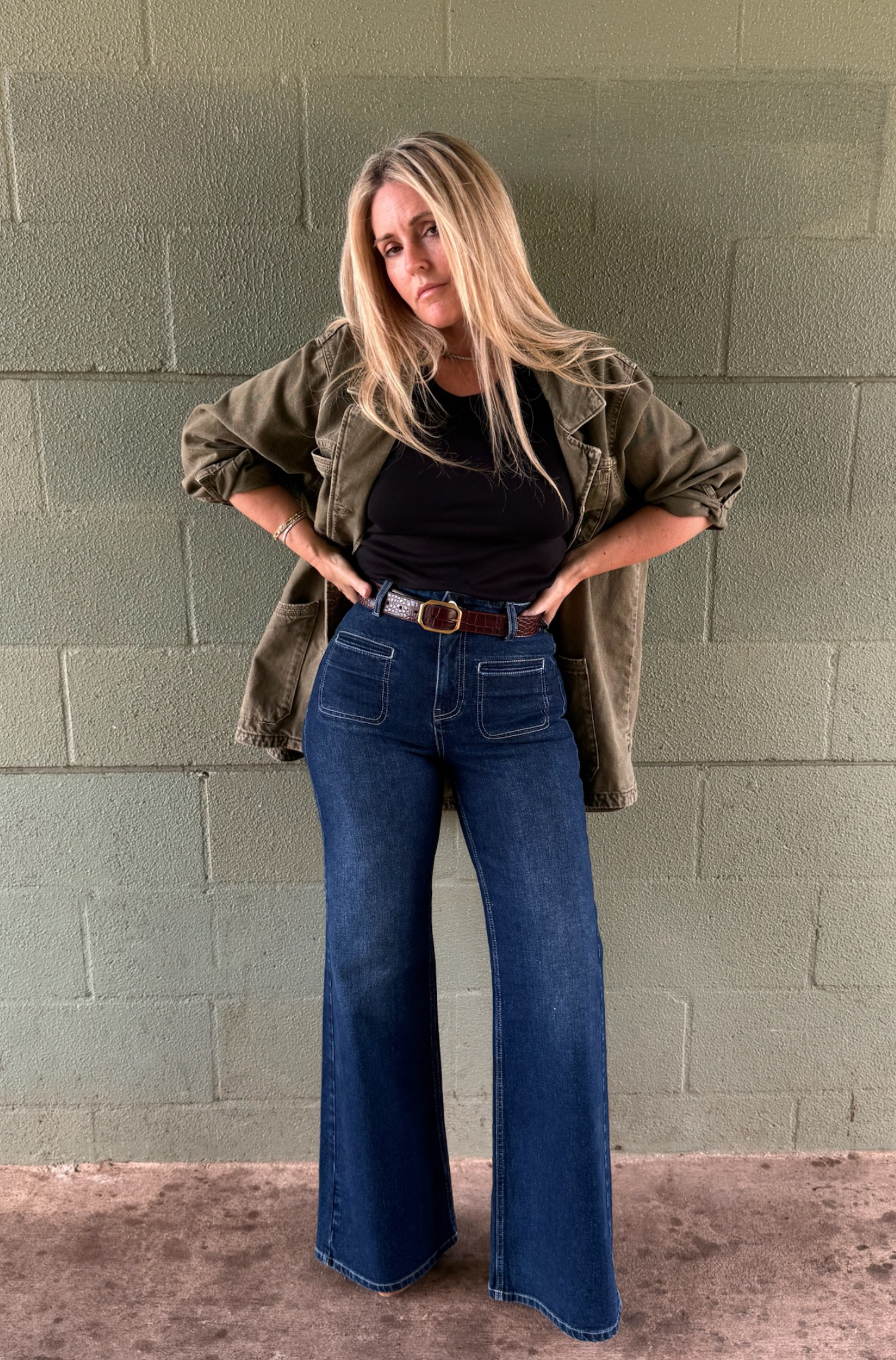 Kate The High Top Patch Pocket Relaxed Wide Leg | When Night Fell [Dark Blue Denim]