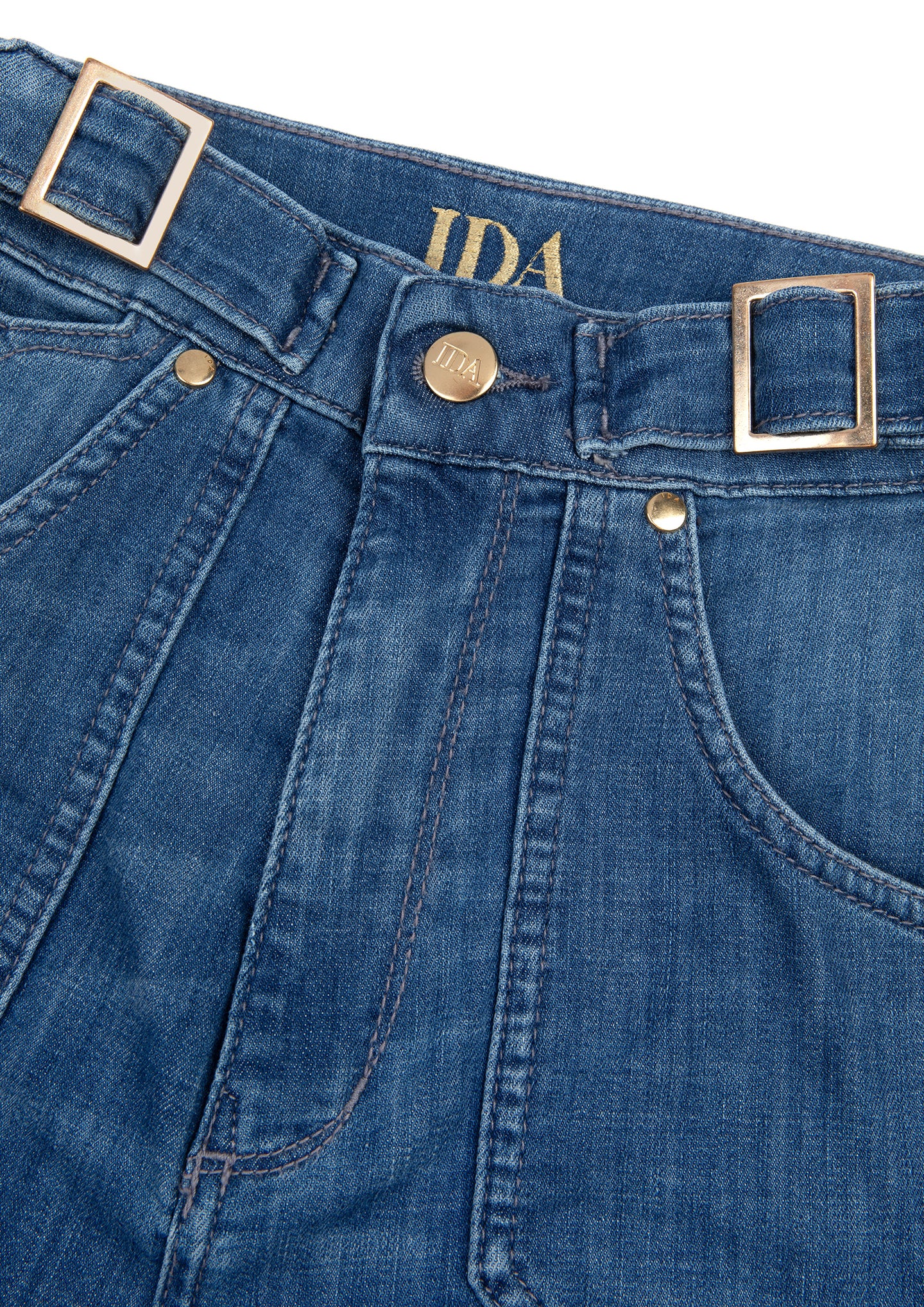 Minnie The High Top Full Length Wide Leg Flared Jeans | Lazy Afternoon [Classic Blue Denim]