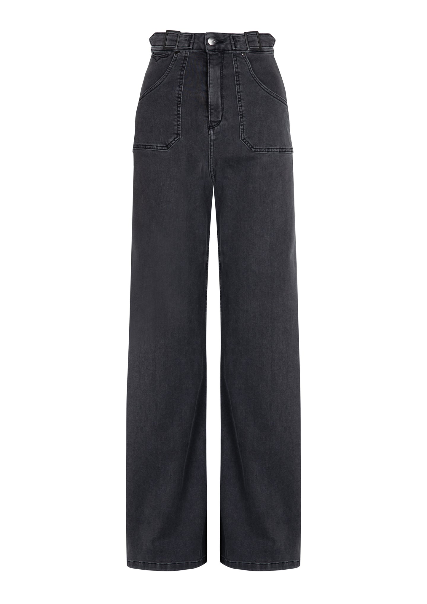 Minnie The High Top Full Length Wide Leg Flared Jeans | The Last Embers [Charcoal Grey]