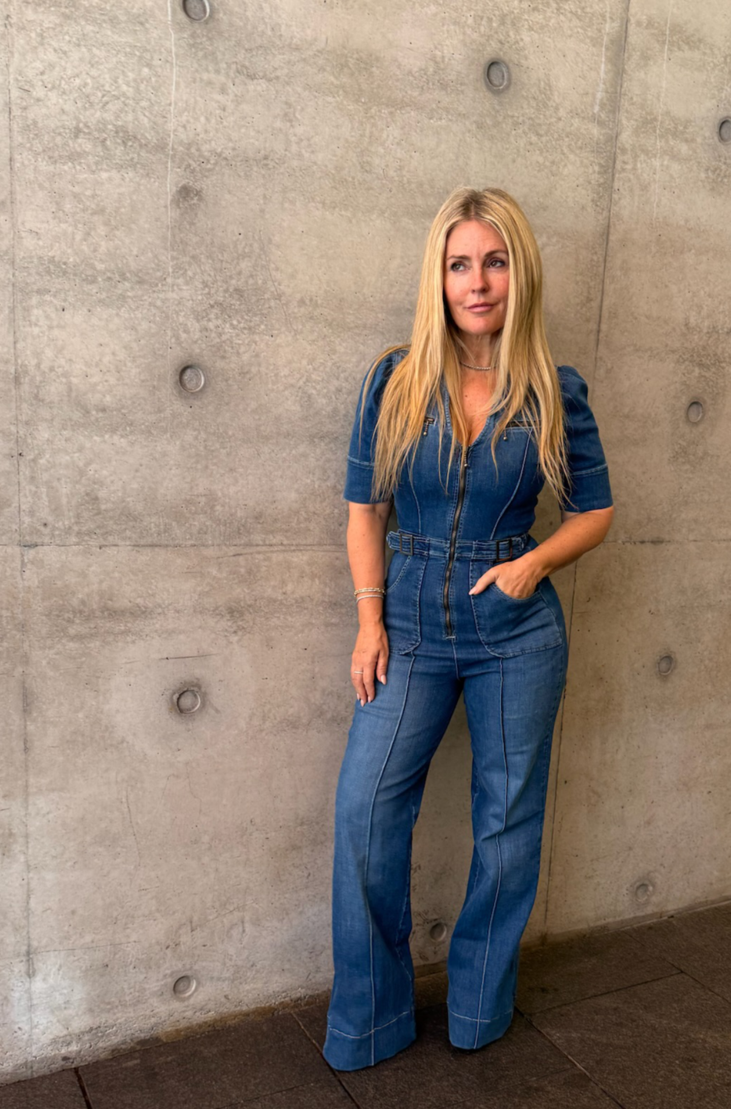 slim fit short sleeve jumpsuit blue opal