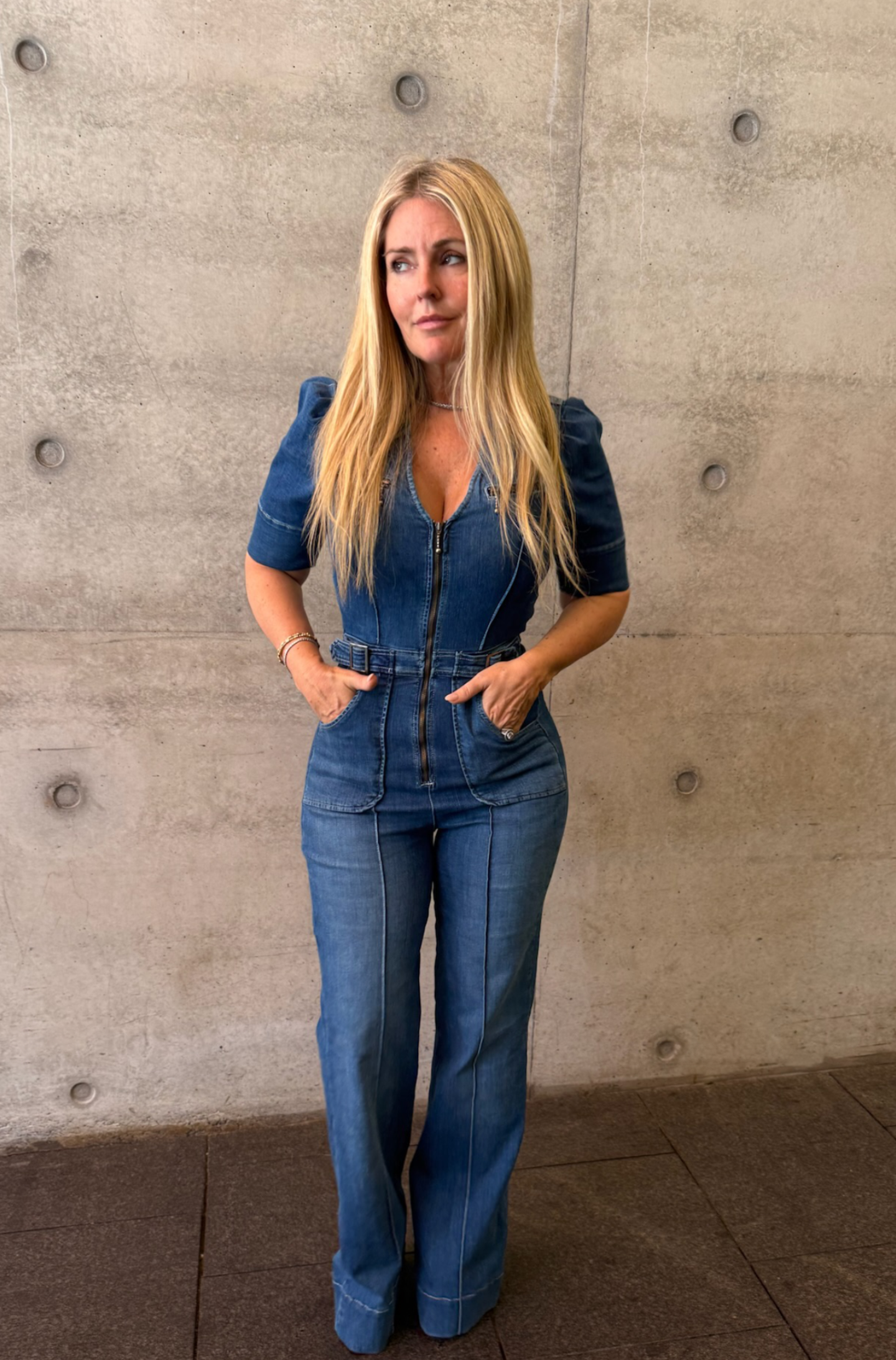 slim fit short sleeve jumpsuit blue opal