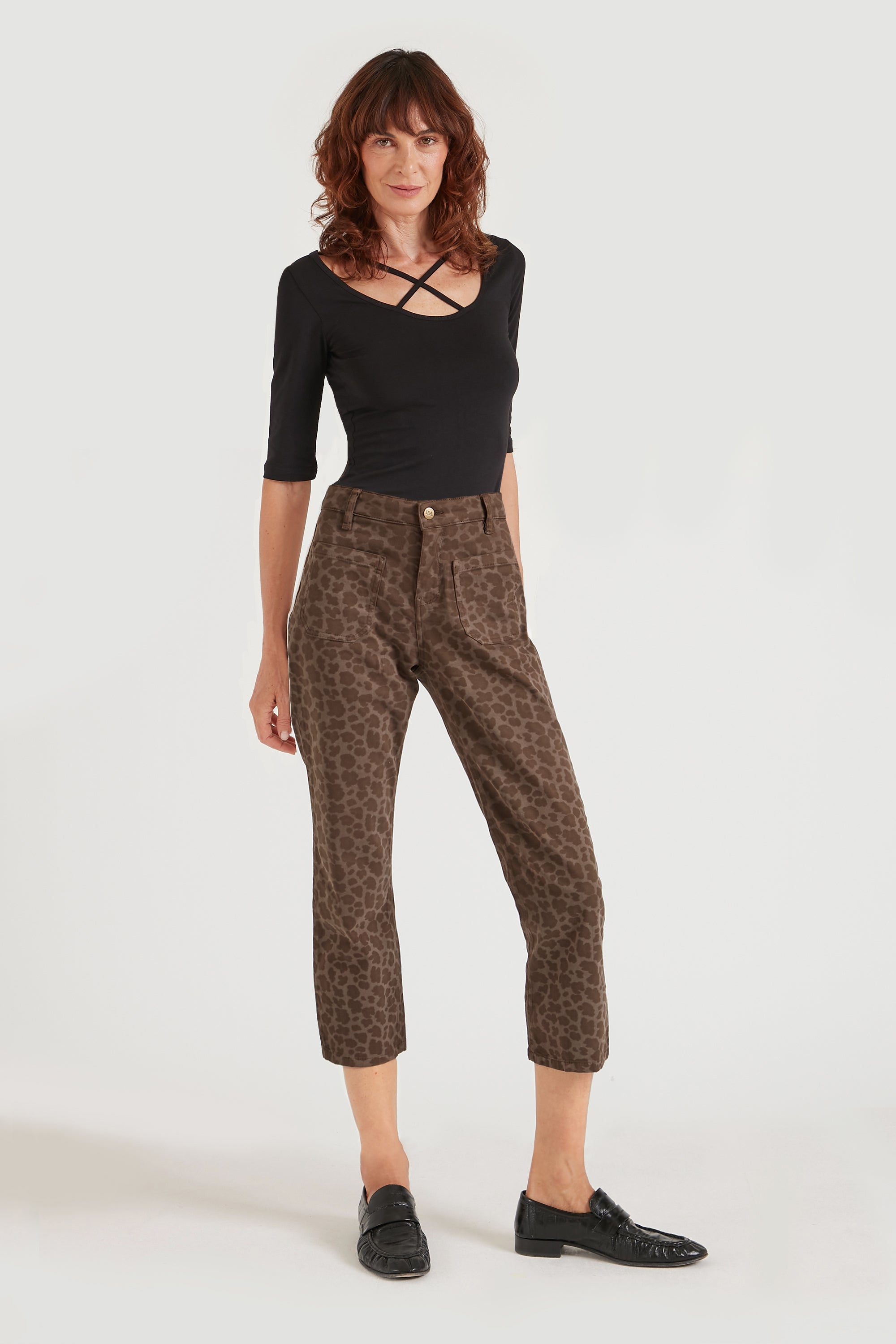 Astrid The Cropped Patch Front Pocket Jean | Dirty Leopard [Camouflage]