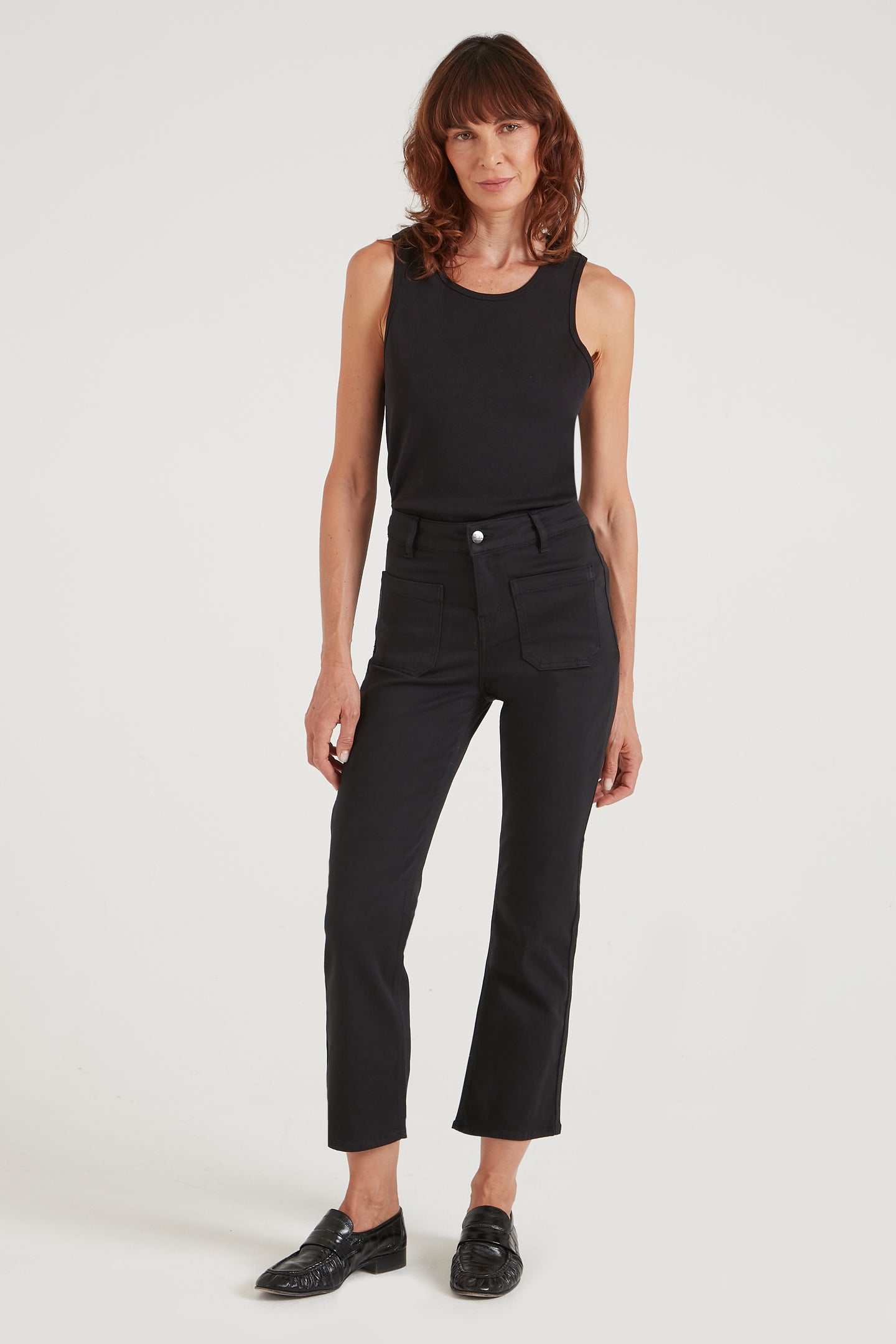 Astrid The Cropped Patch Front Pocket Jean | Blackest [Black Denim]