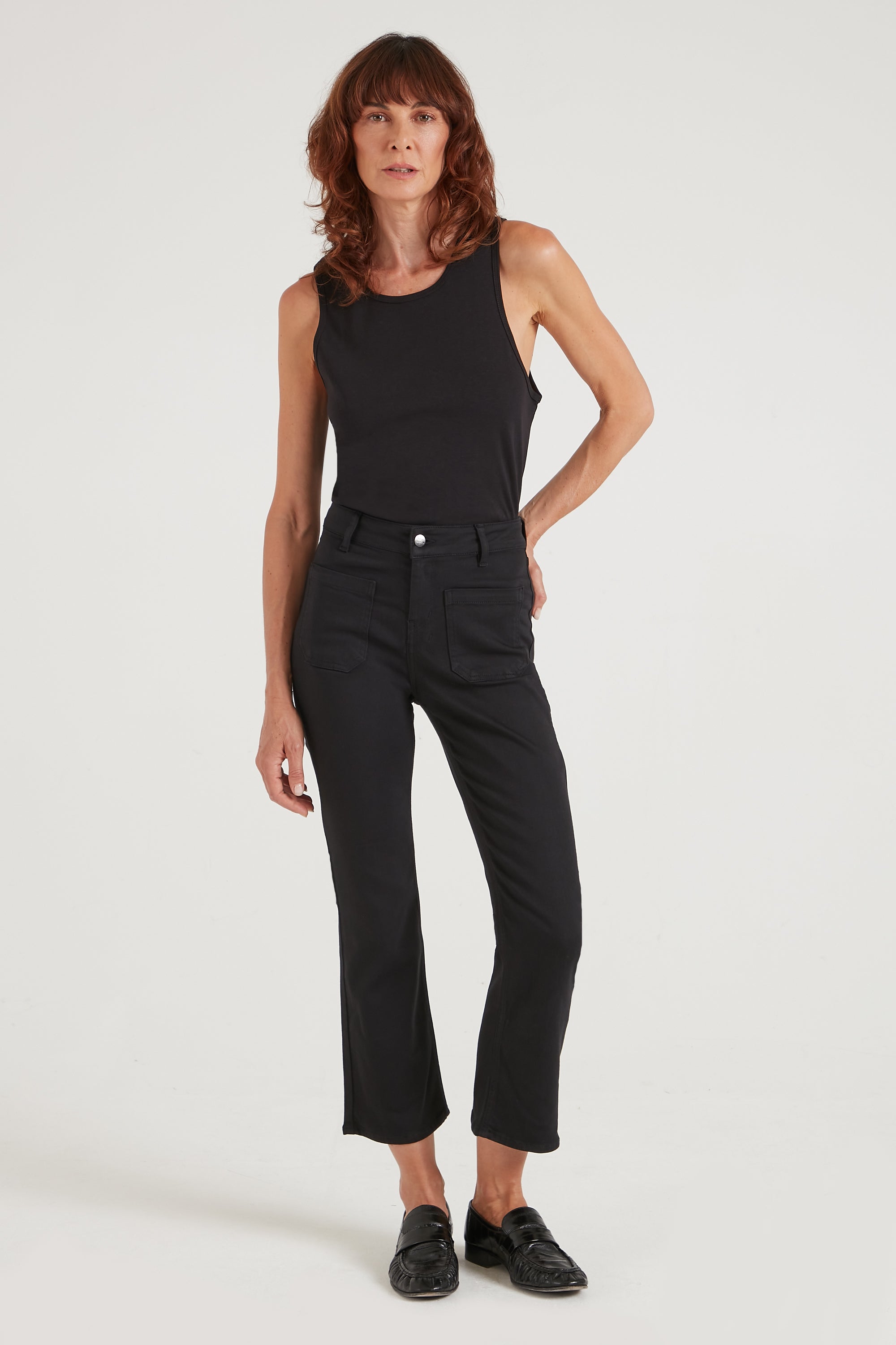 Astrid The Cropped Patch Front Pocket Jean | Blackest [Black Denim]