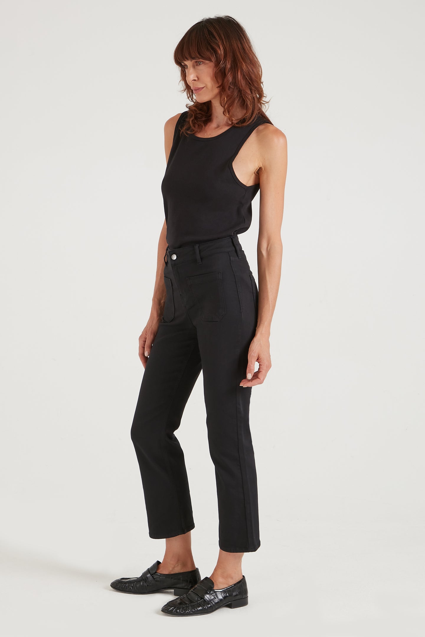 Astrid The Cropped Patch Front Pocket Jean | Blackest [Black Denim]