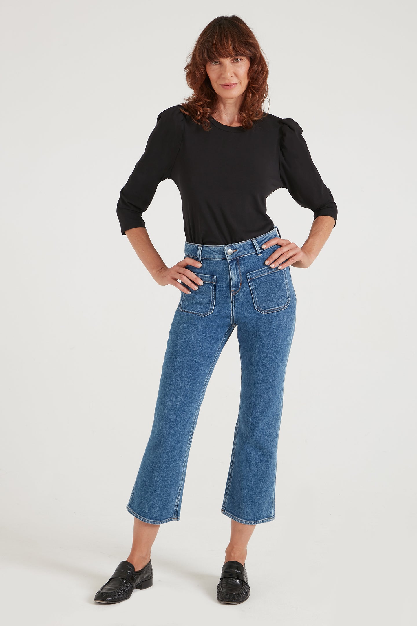Astrid The Cropped Patch Front Pocket Jean | Shut The Front Door [Blue Denim]