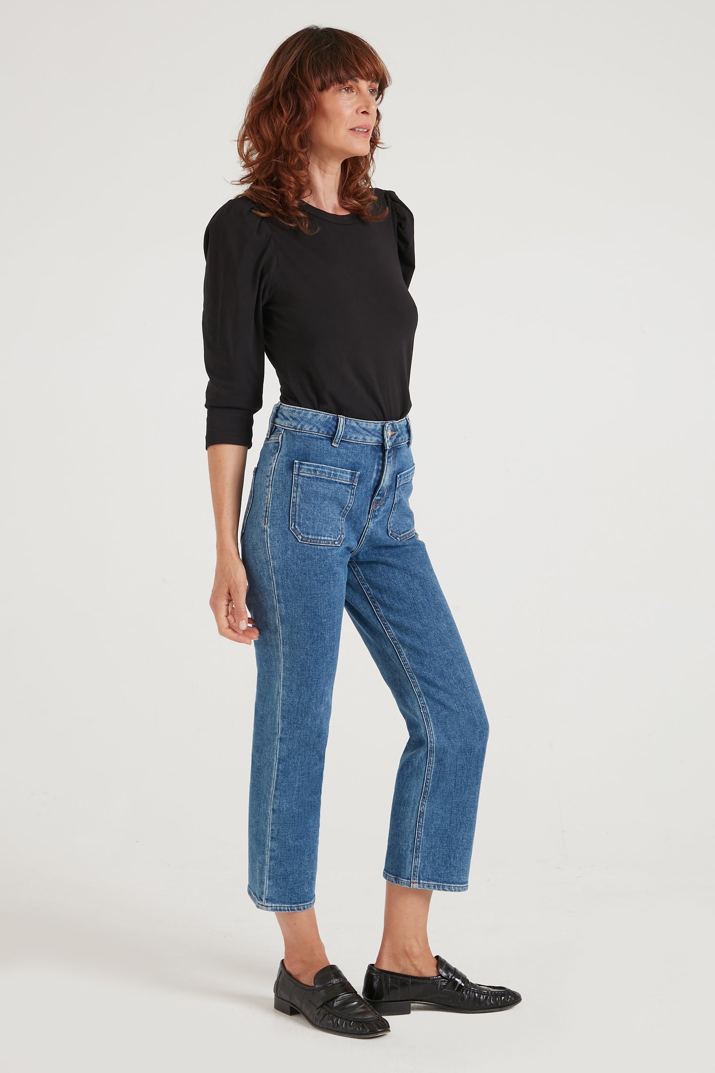 Astrid The Cropped Patch Front Pocket Jean | Shut The Front Door [Blue Denim]