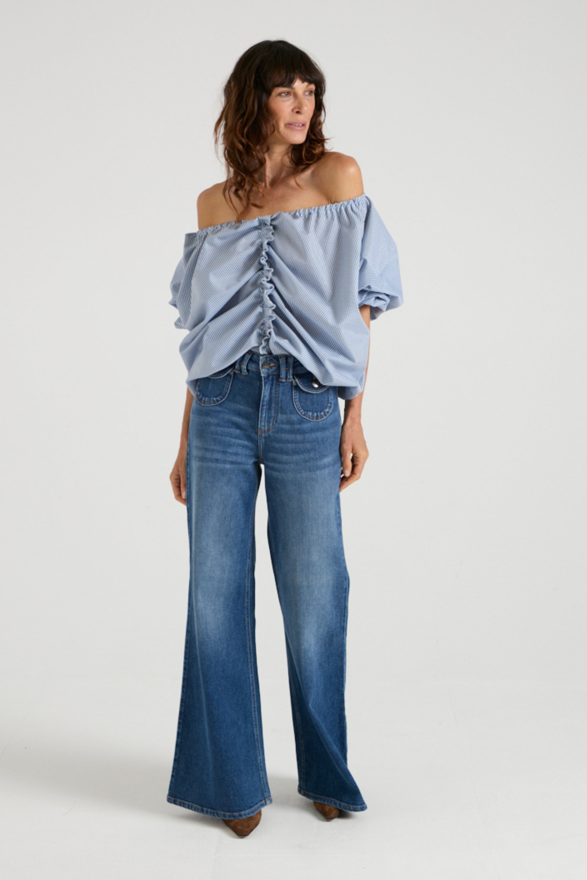 The Aurora Top | Faded Navy Pinstripes [Blue]