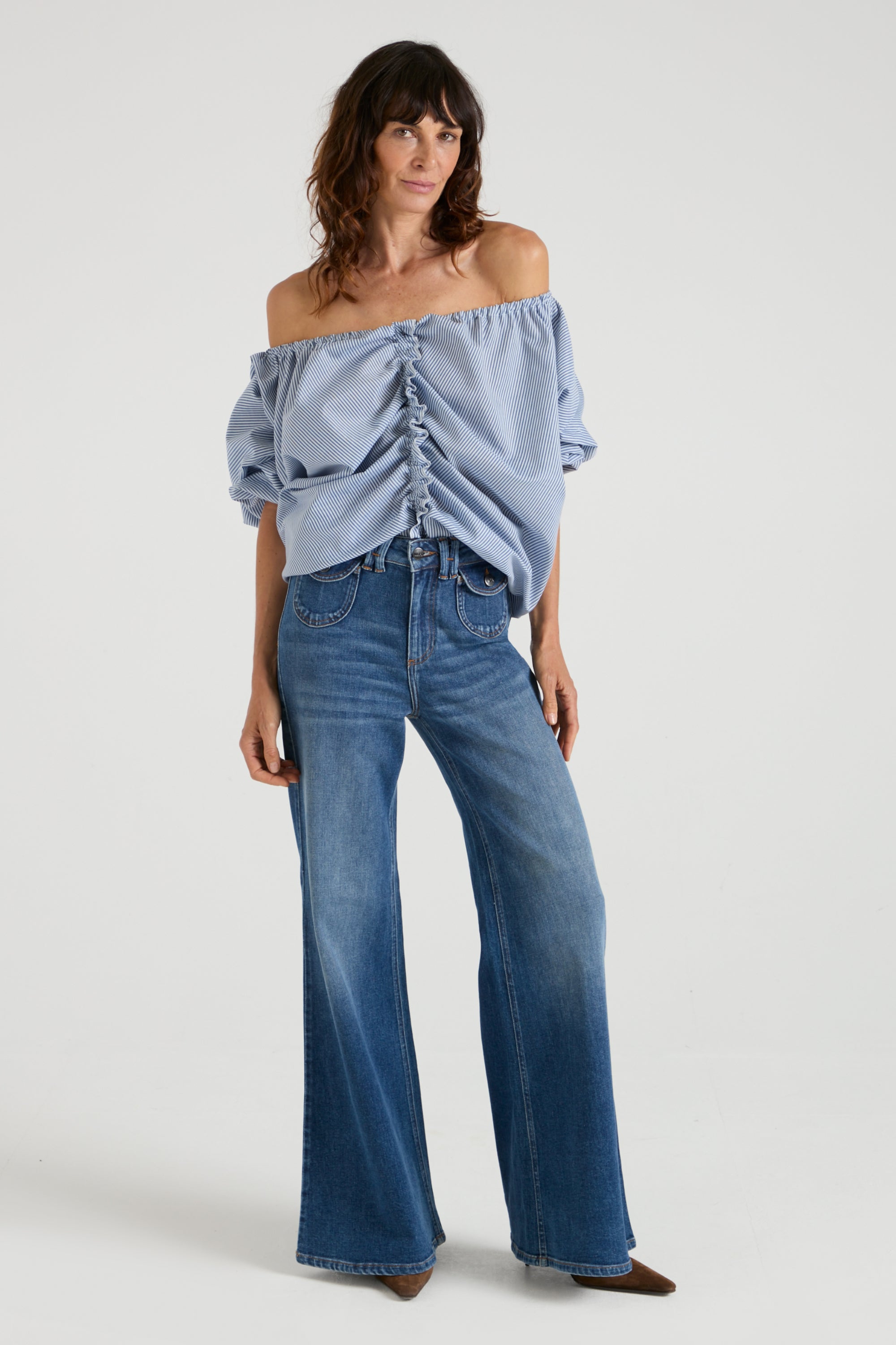 The Aurora Top | Faded Navy Pinstripes [Blue]