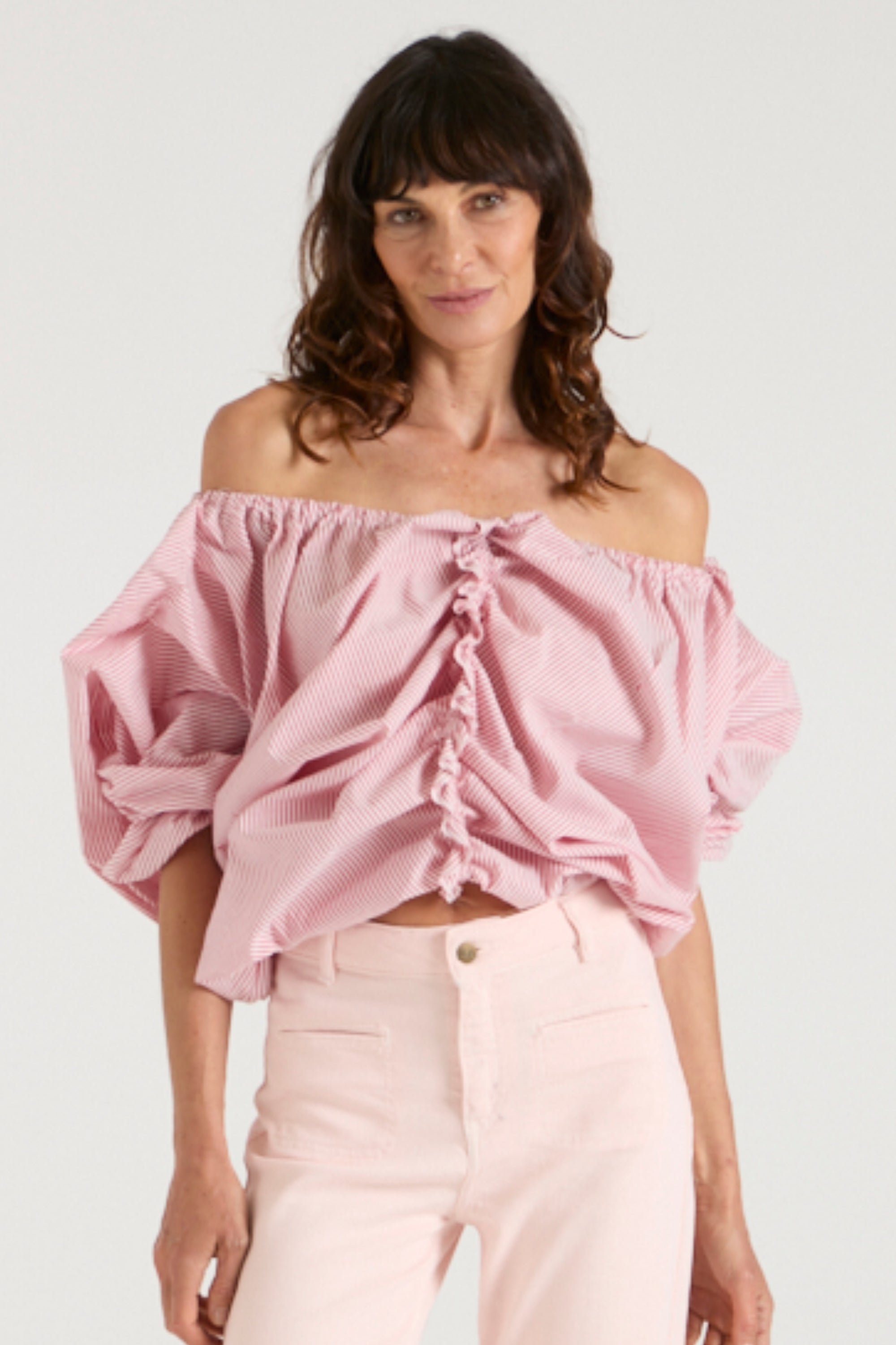 The Aurora Top | Rusty Red Pinstripe [Red]