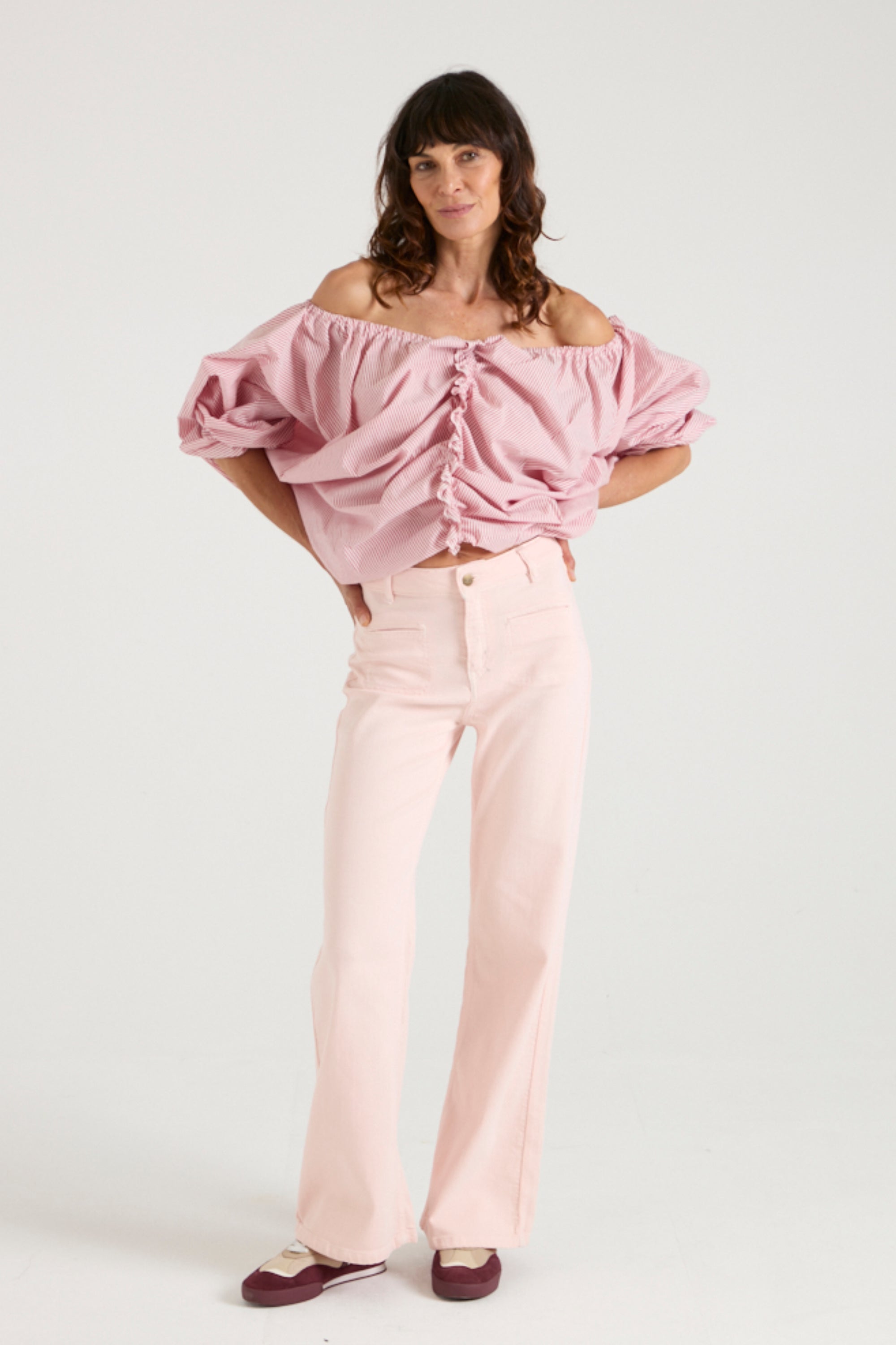 The Aurora Top | Rusty Red Pinstripe [Red]