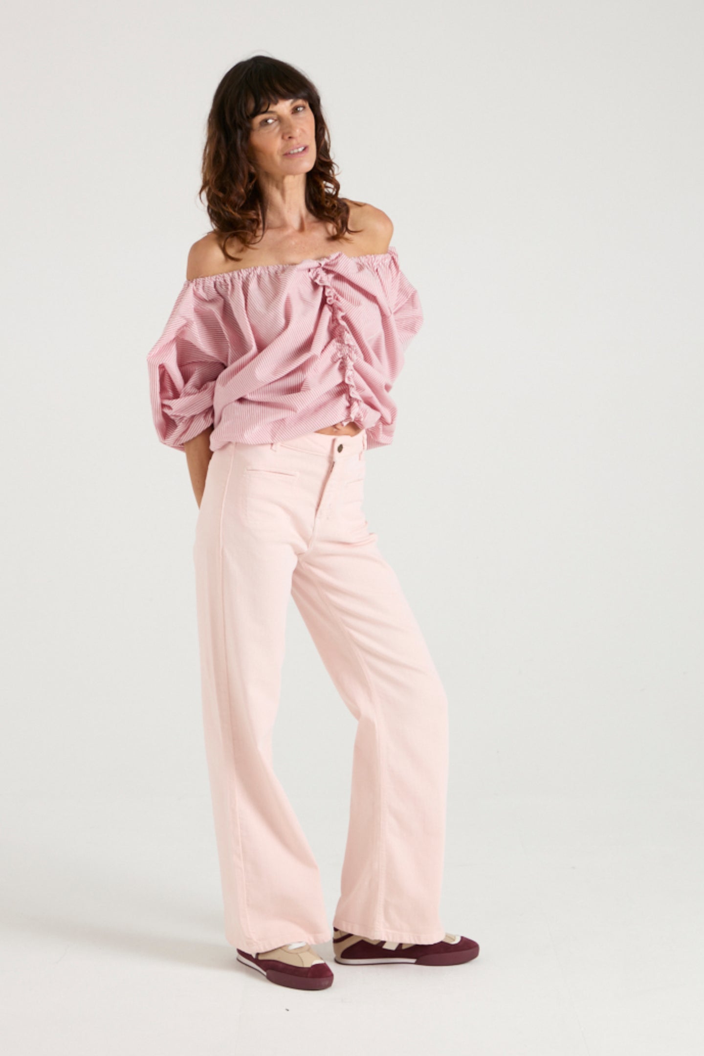 The Aurora Top | Rusty Red Pinstripe [Red]