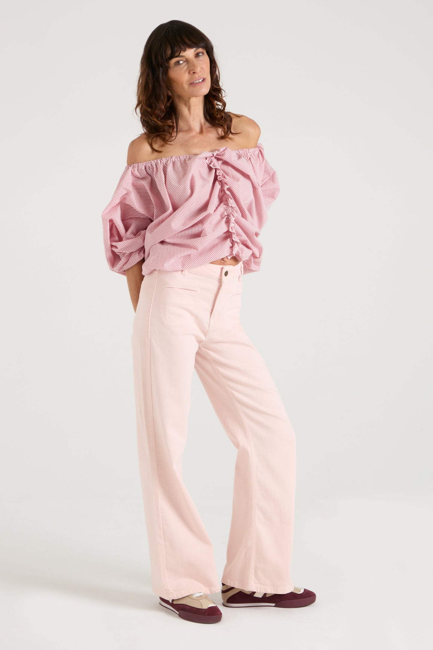 The Aurora Top | Rusty Red Pinstripe [Red]