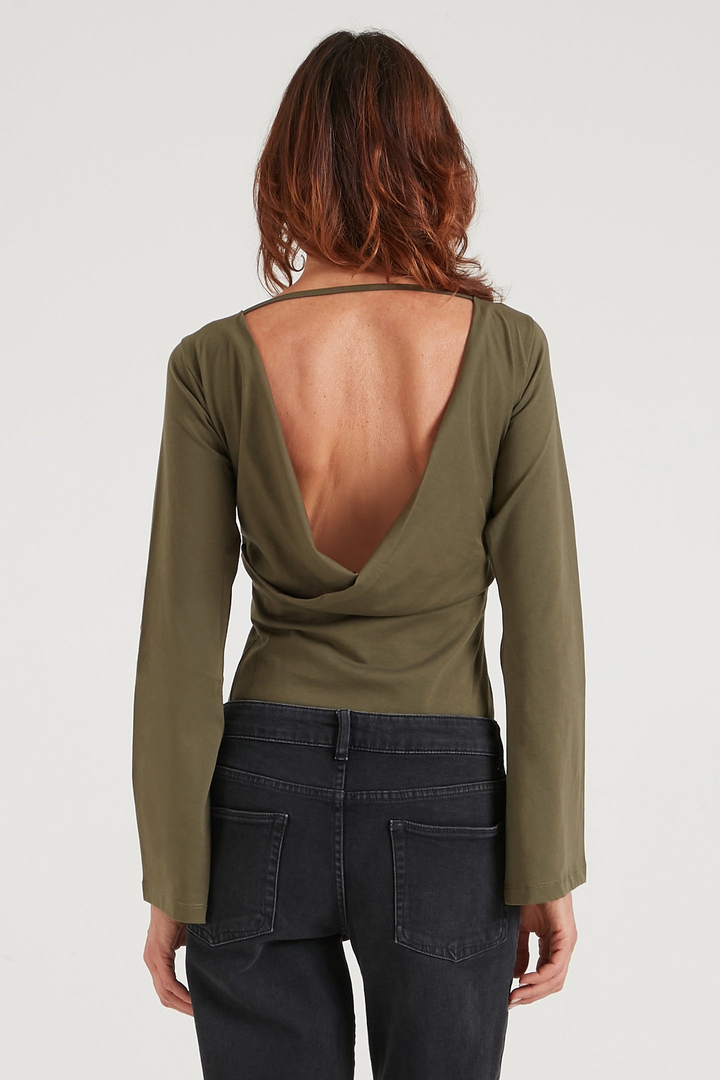 The Backless Double Drape | Khaki [Green]