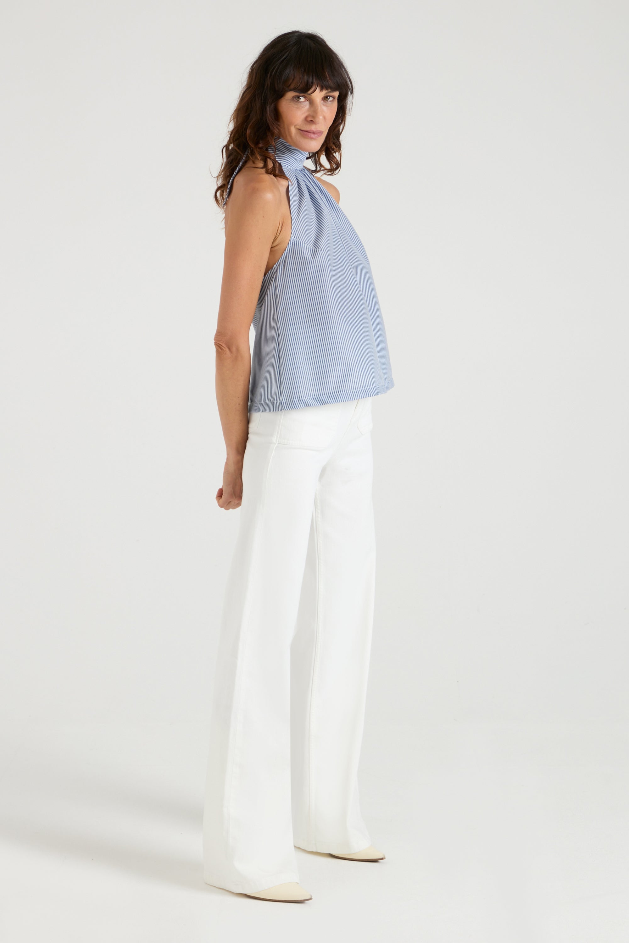 The Halt! Top | Faded Navy Pinstripe [Blue]